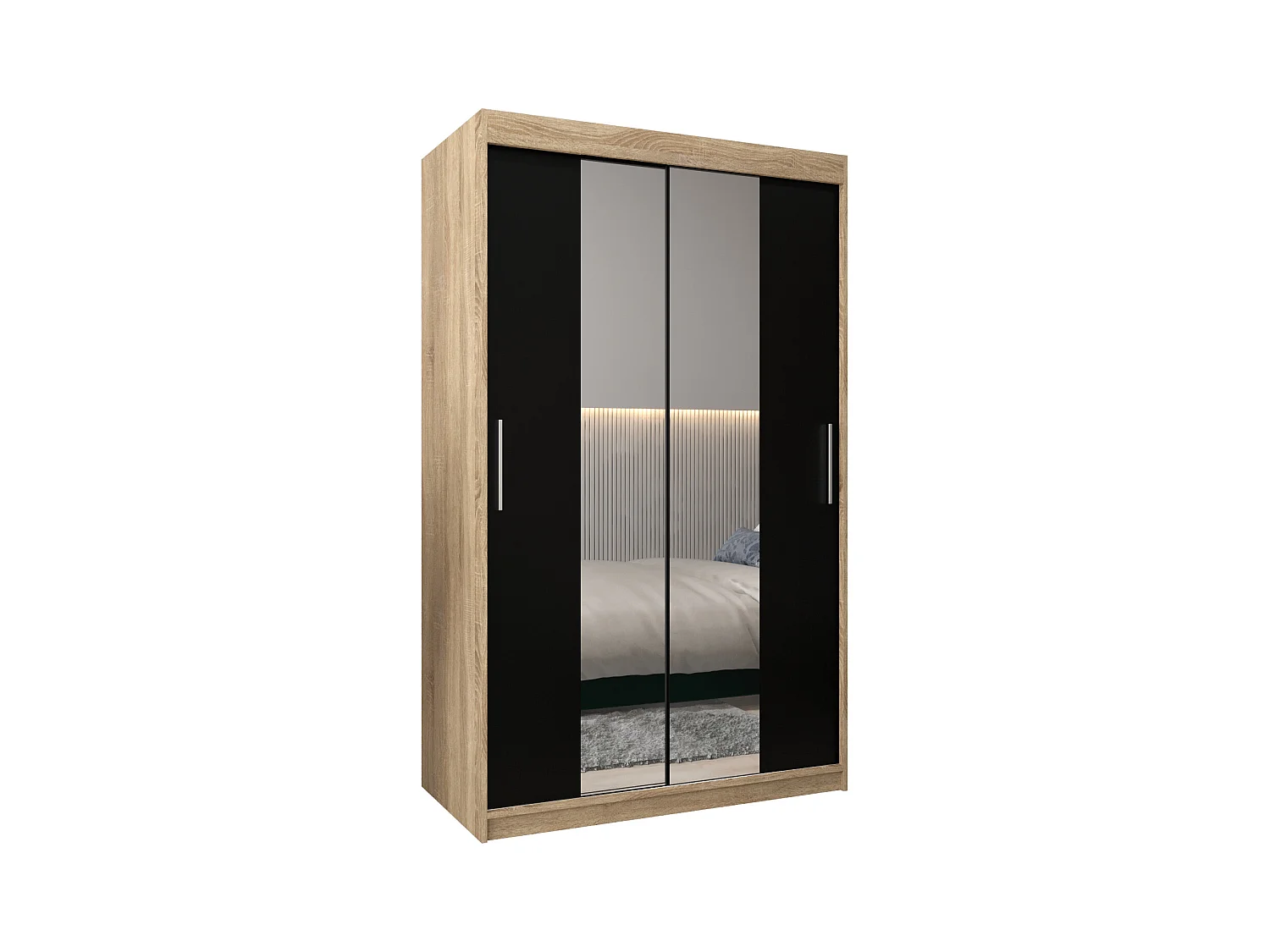 Armoire Tokyo 1 À Portes Coulissantes 200/120/62 2 portes (Sonoma/Noir)