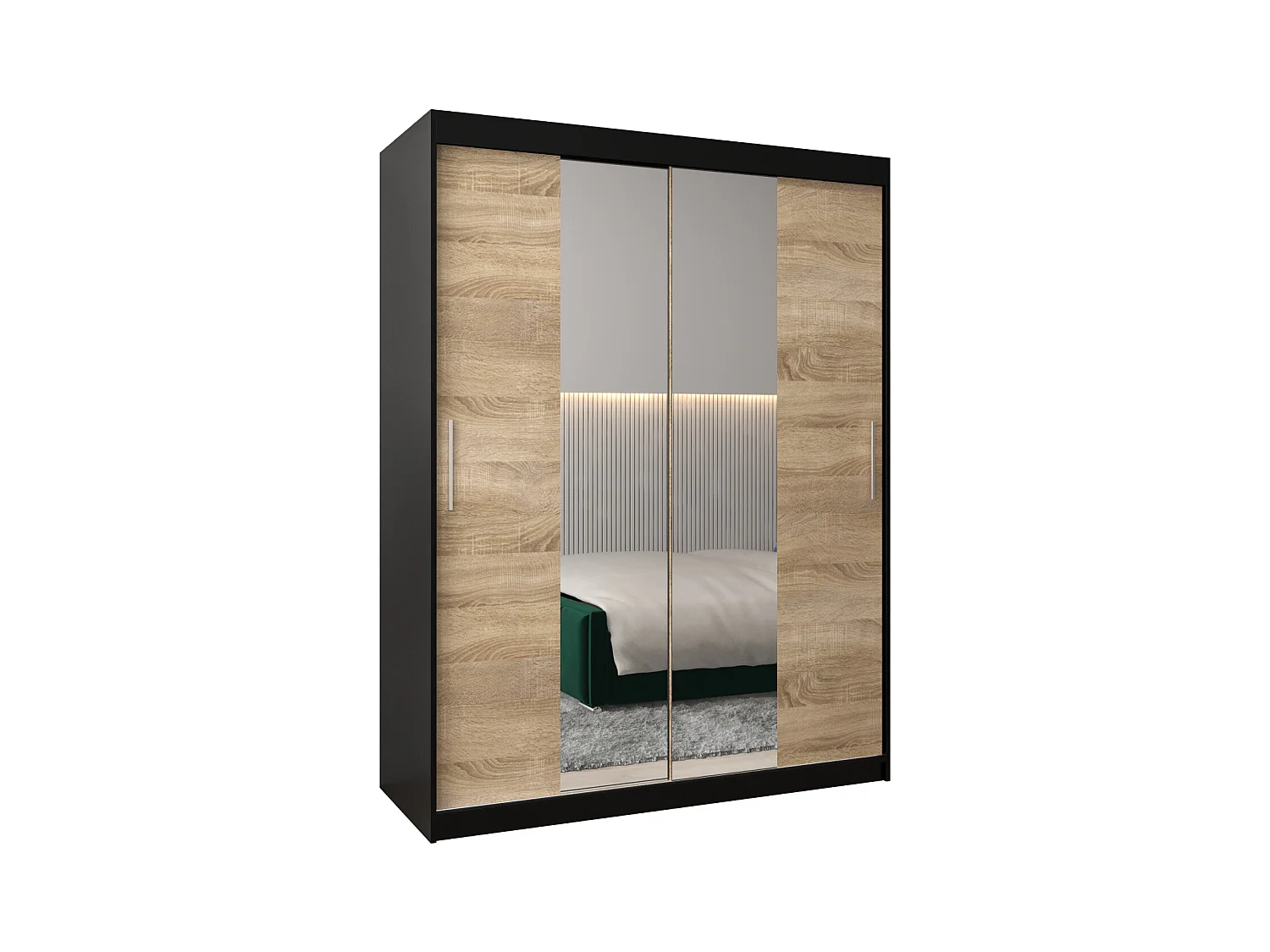 Armoire Tokyo 1 À Portes Coulissantes 200/150/62 2 portes (Noir/Sonoma)