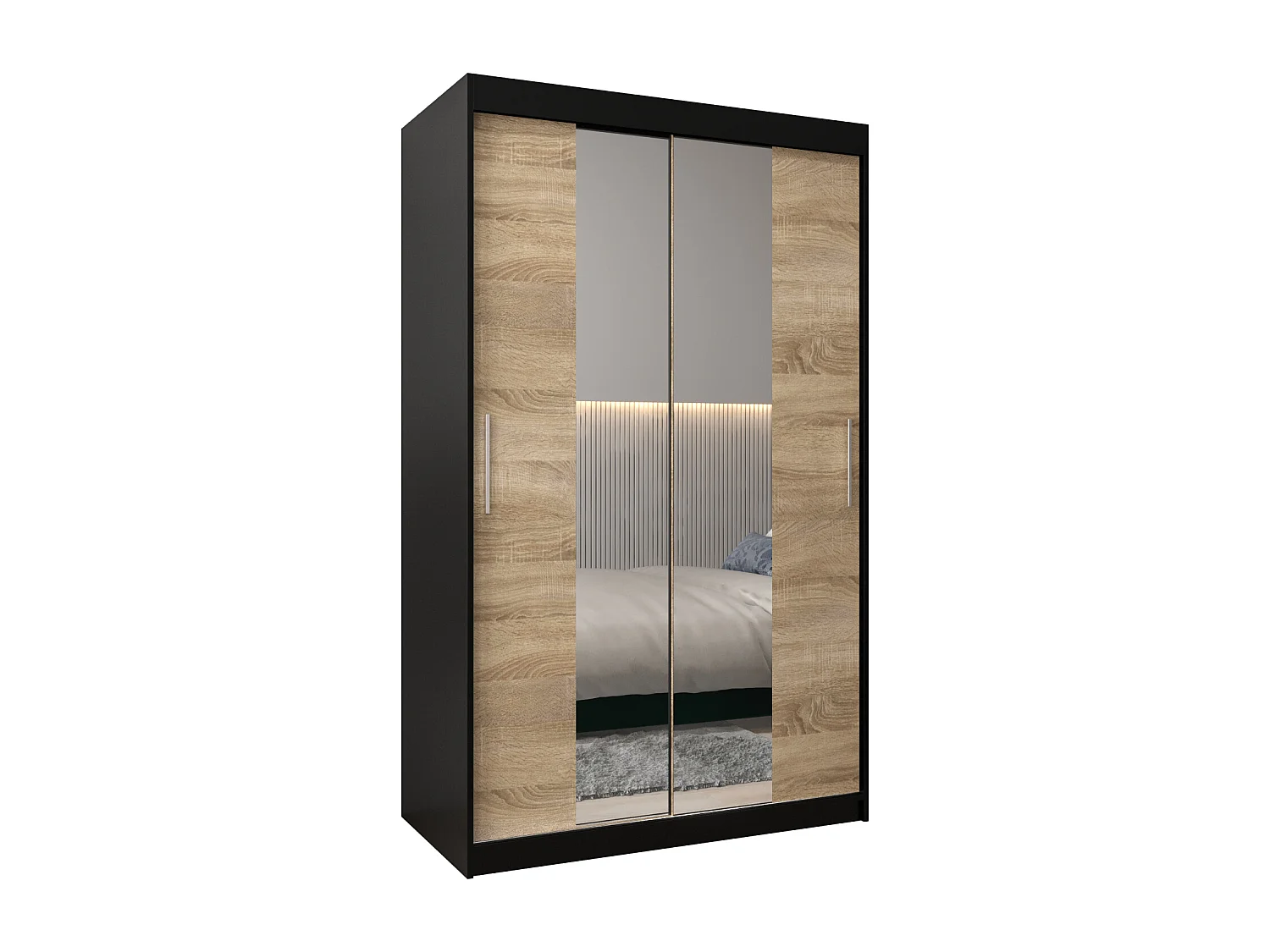 Schwebetürenschrank Tokyo 1 200/120/62 2-Türig (Schwarz/Sonoma)