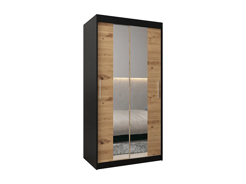 Schwebetürenschrank Tokyo 1 200/100/62 2-Türig (Schwarz/Artisan)