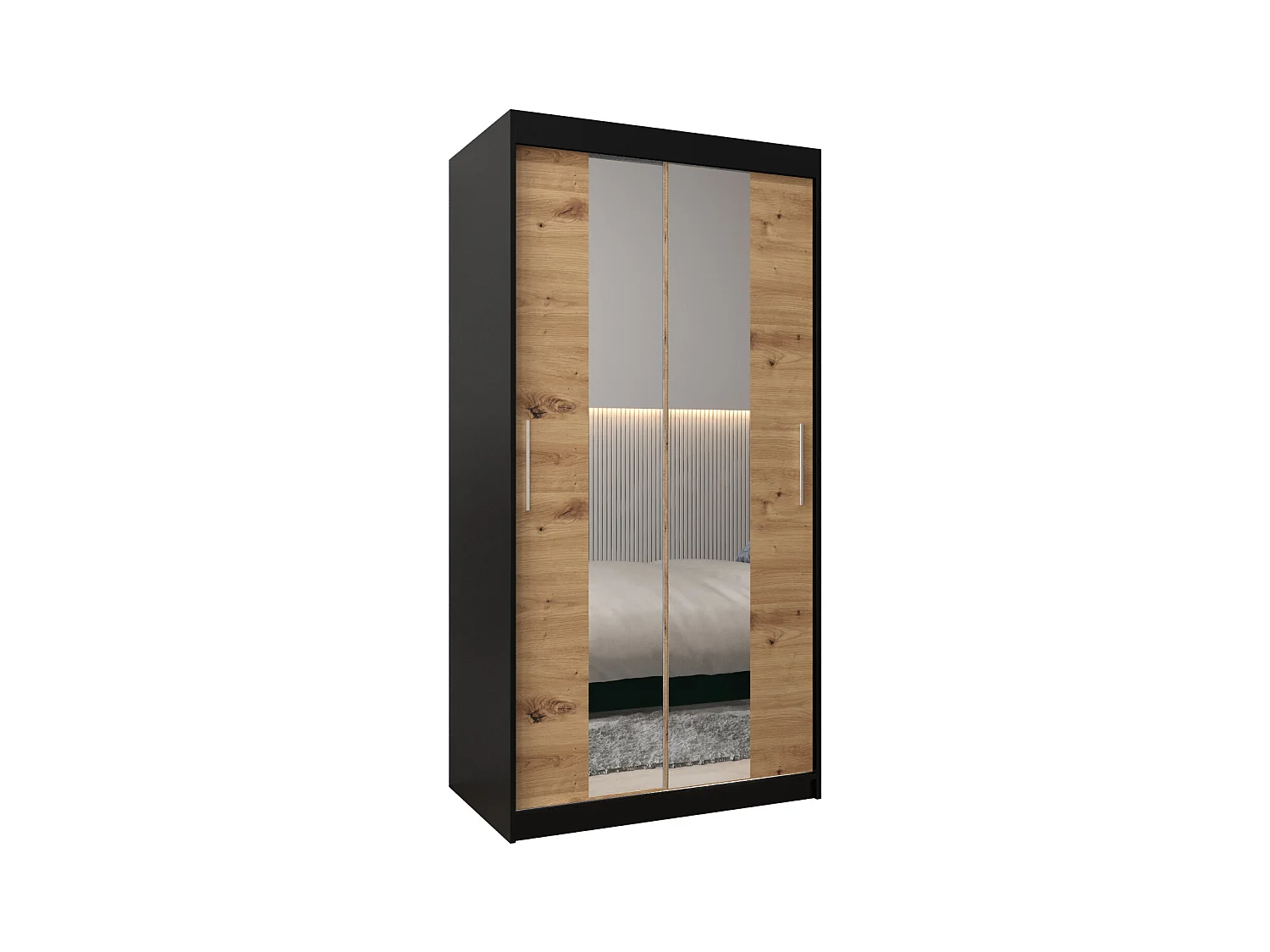 Armoire Tokyo 1 À Portes Coulissantes 200/100/62 2 portes (Noir/Artisan)