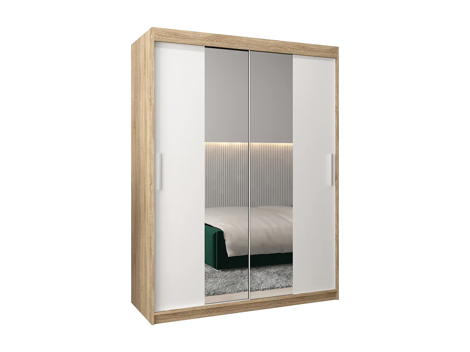 Schwebetürenschrank Tokyo 1 200/150/62 2-Türig (Sonoma/Weiß)