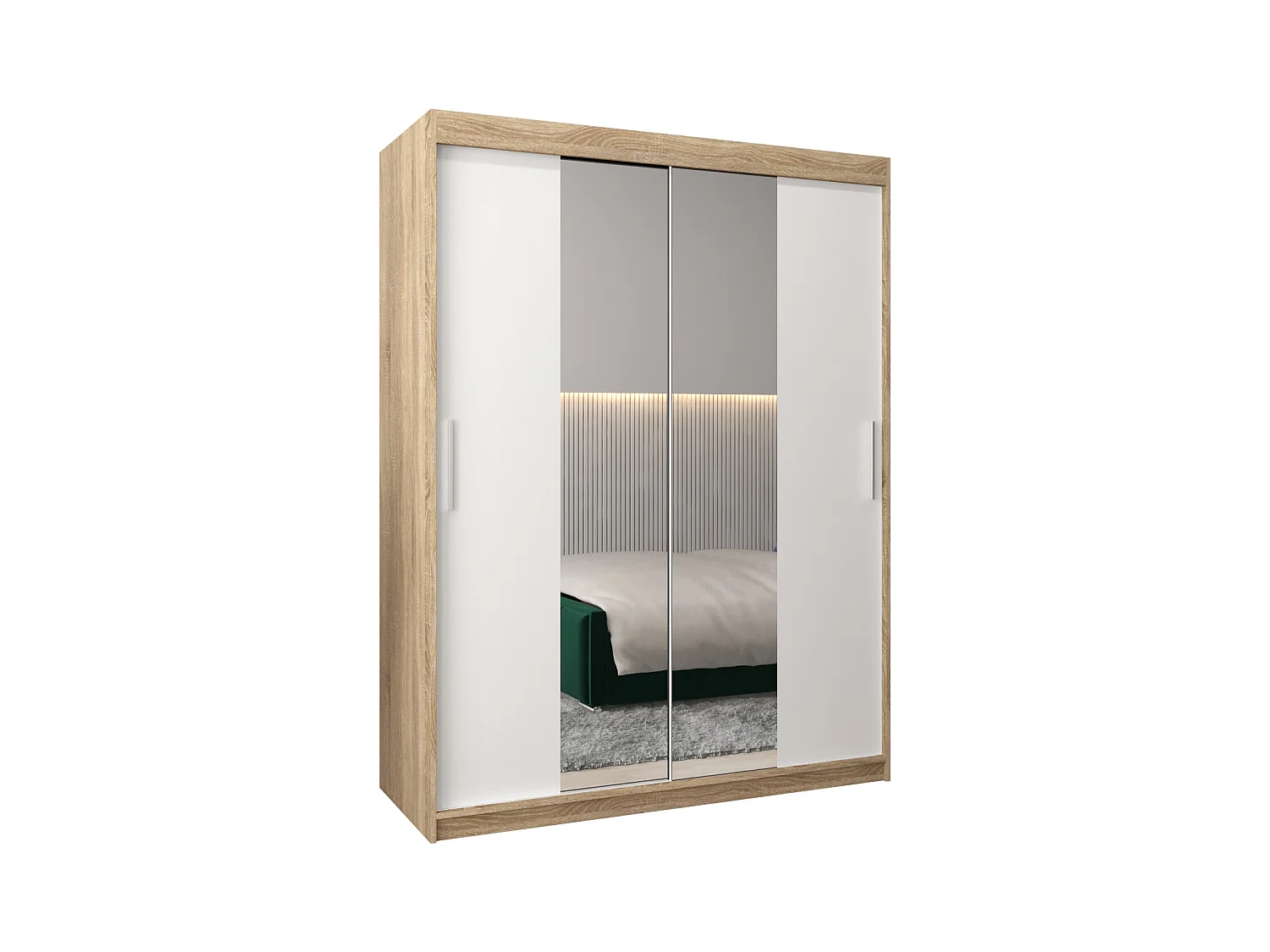 Armoire Tokyo 1 À Portes Coulissantes 200/150/62 2 portes (Sonoma/Blanc)