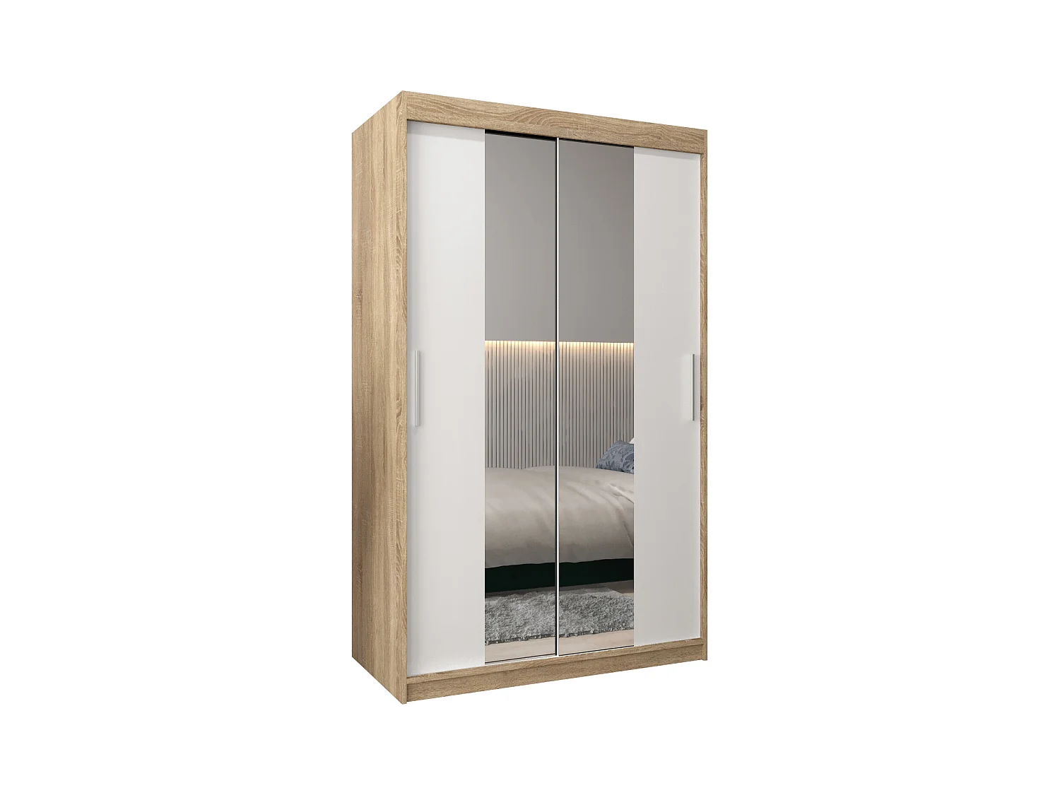 Armoire Tokyo 1 À Portes Coulissantes 200/120/62 2 portes (Sonoma/Blanc)