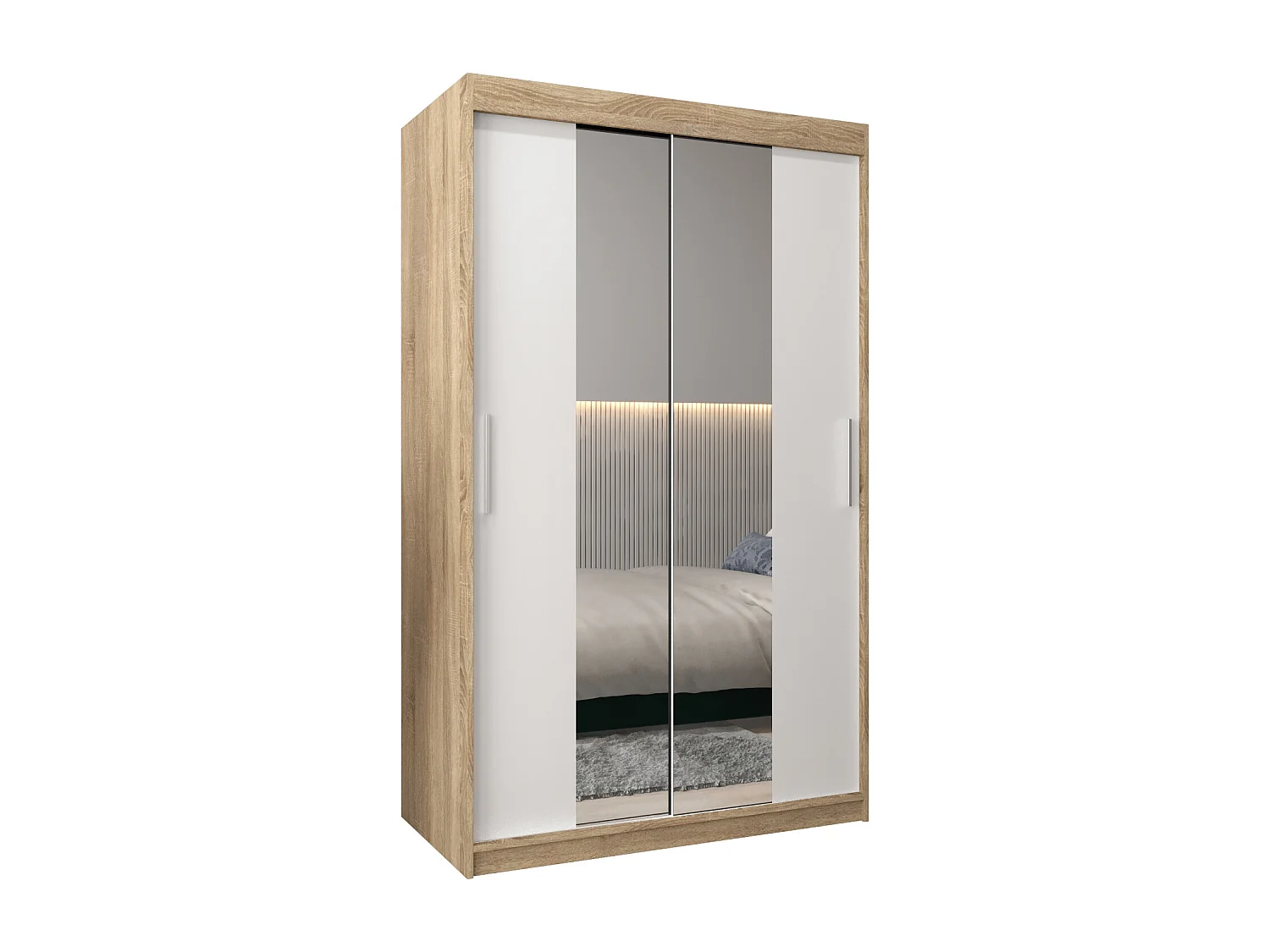 Armoire Tokyo 1 À Portes Coulissantes 200/120/62 2 portes (Sonoma/Blanc)