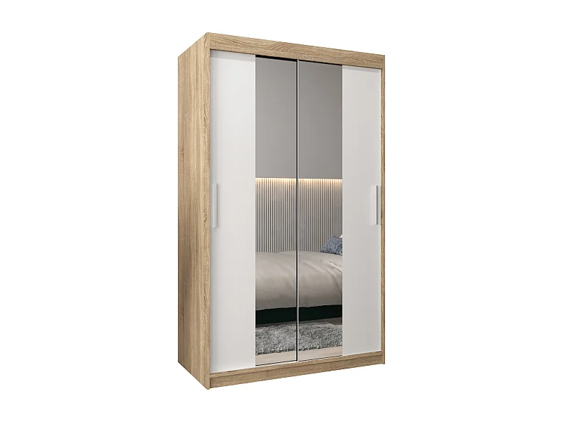Armoire Tokyo 1 À Portes Coulissantes 200/120/62 2 portes (Sonoma/Blanc)