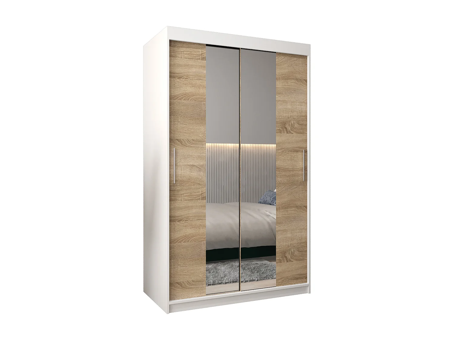 Schwebetürenschrank Tokyo 1 200/120/62 2-Türig (Weiß/Sonoma)