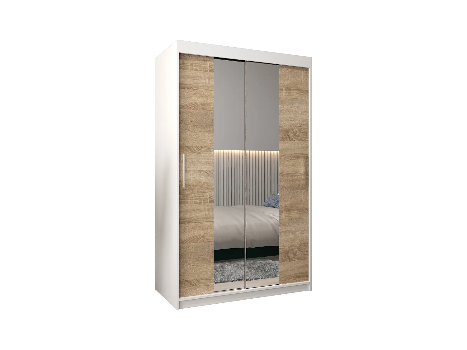Schwebetürenschrank Tokyo 1 200/120/62 2-Türig (Weiß/Sonoma)