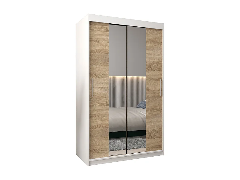 Armoire Tokyo 1 À Portes Coulissantes 200/120/62 2 portes (Blanc/Sonoma)