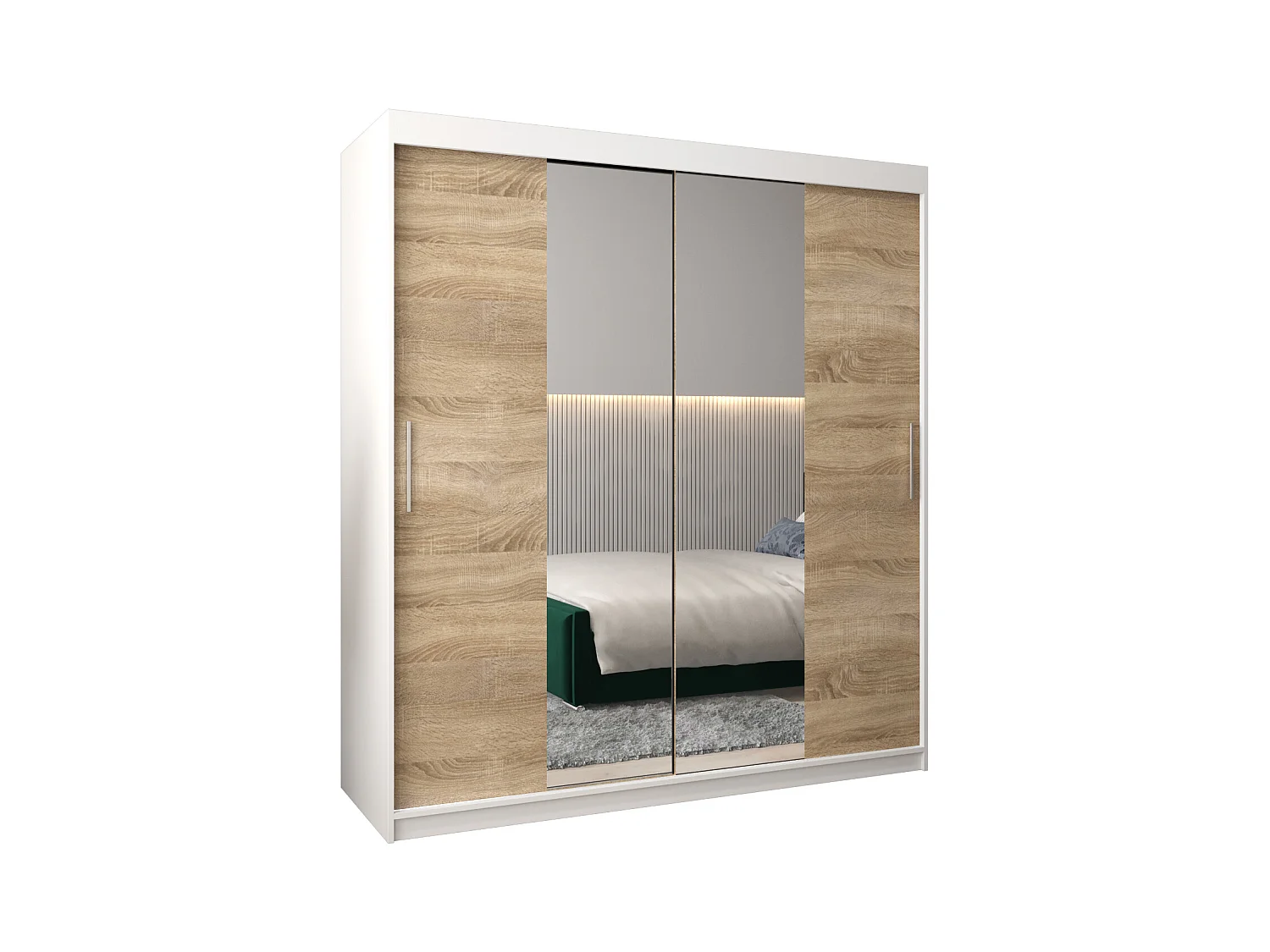 Armoire Tokyo 1 À Portes Coulissantes 200/180/62 2 portes (Blanc/Sonoma)