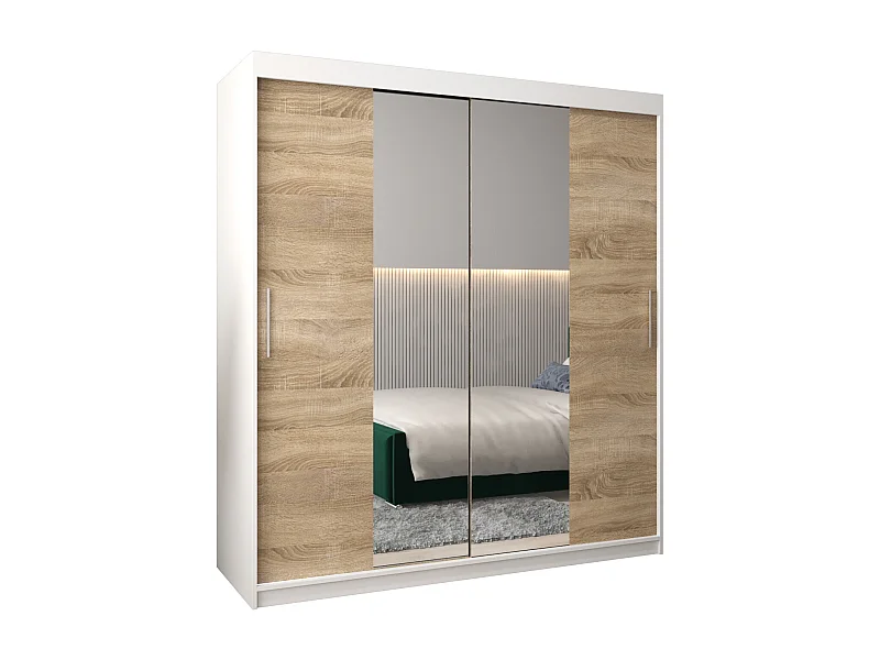 Schwebetürenschrank Tokyo 1 200/180/62 2-Türig (Weiß/Sonoma)