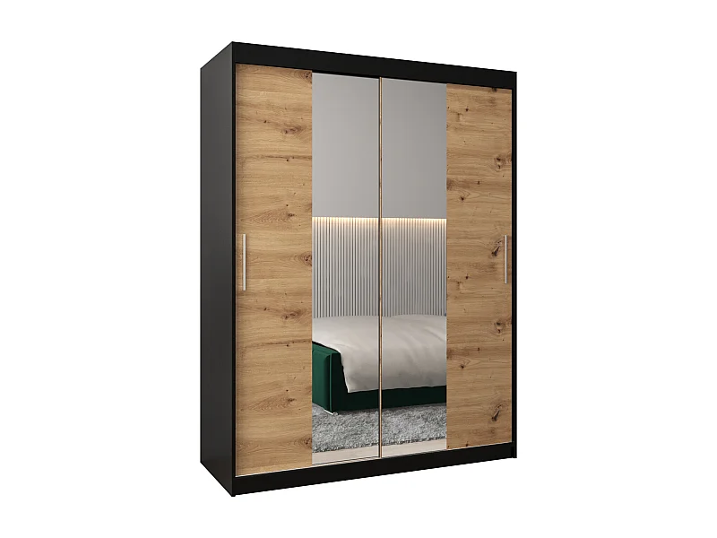 Armoire Tokyo 1 À Portes Coulissantes 200/150/62 2 portes (Noir/Artisan)