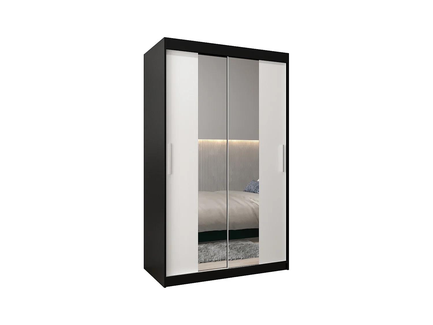 Schwebetürenschrank Tokyo 1 200/120/62 2-Türig (Schwarz/Weiß)