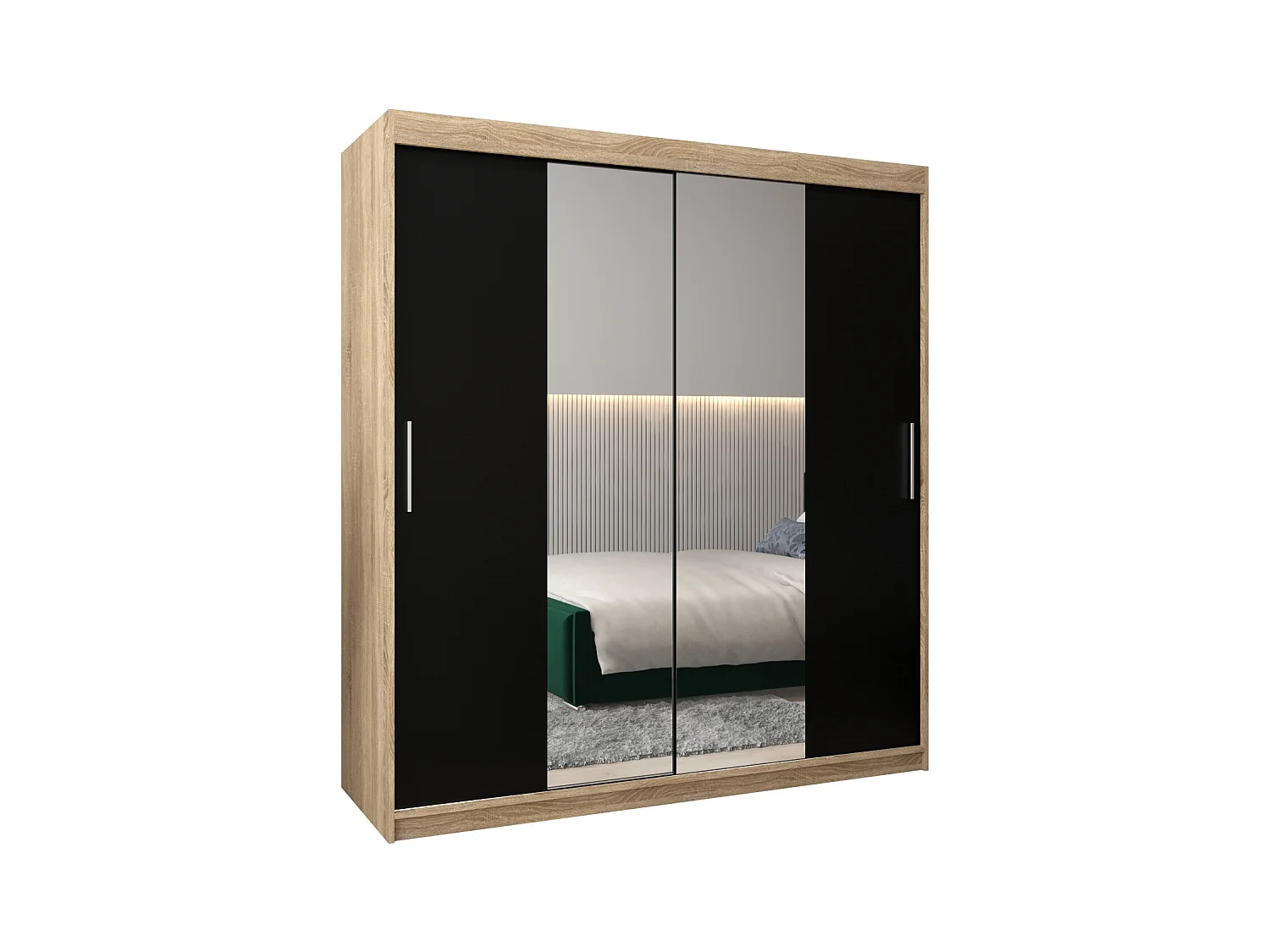 Armoire Tokyo 1 À Portes Coulissantes 200/180/62 2 portes (Sonoma/Noir)
