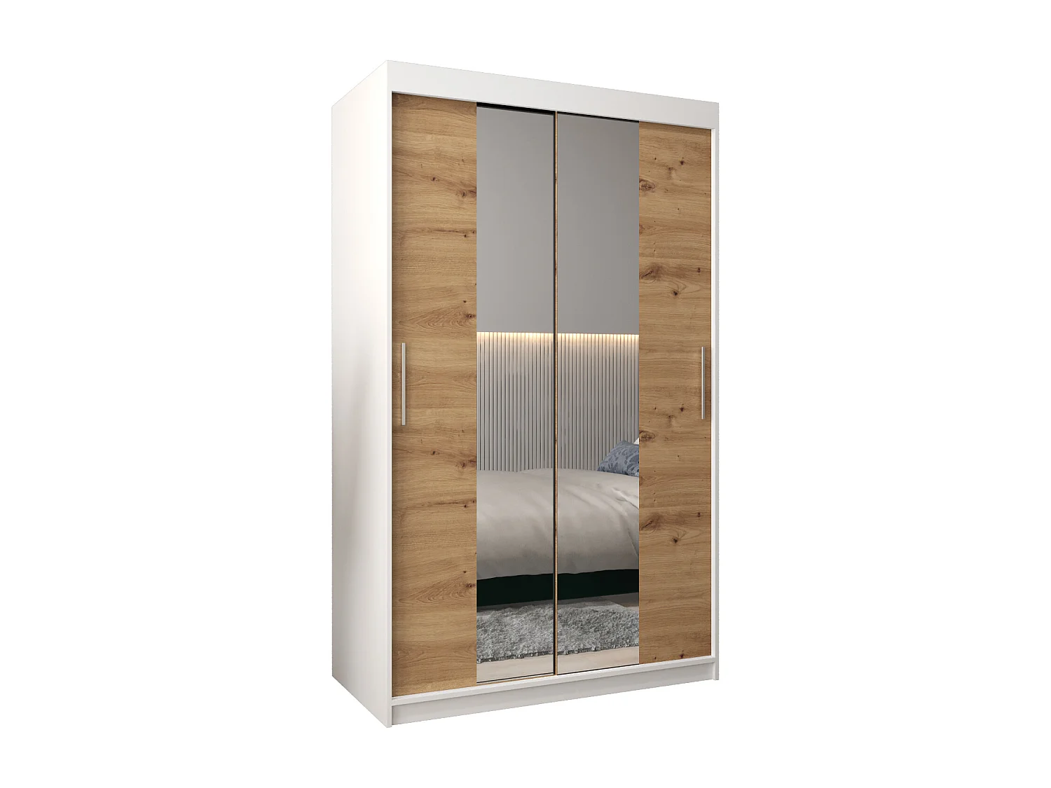 Armoire Tokyo 1 À Portes Coulissantes 200/120/62 2 portes (Blanc/Artisan)