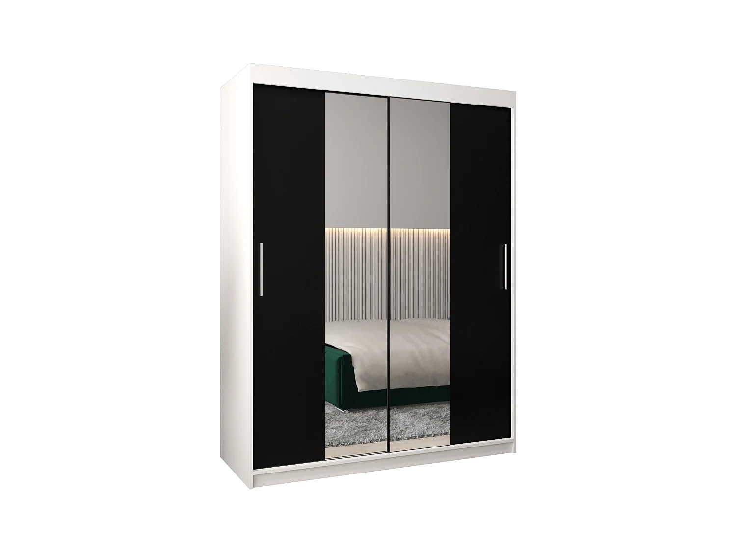Armoire Tokyo 1 À Portes Coulissantes 200/150/62 2 portes (Blanc/Noir)