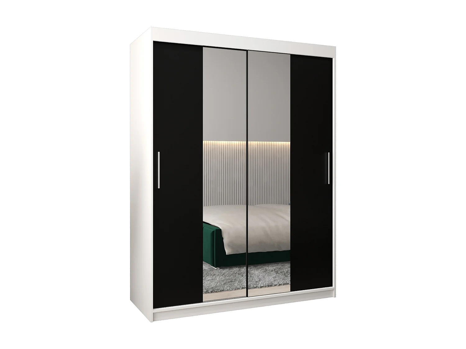 Armoire Tokyo 1 À Portes Coulissantes 200/150/62 2 portes (Blanc/Noir)