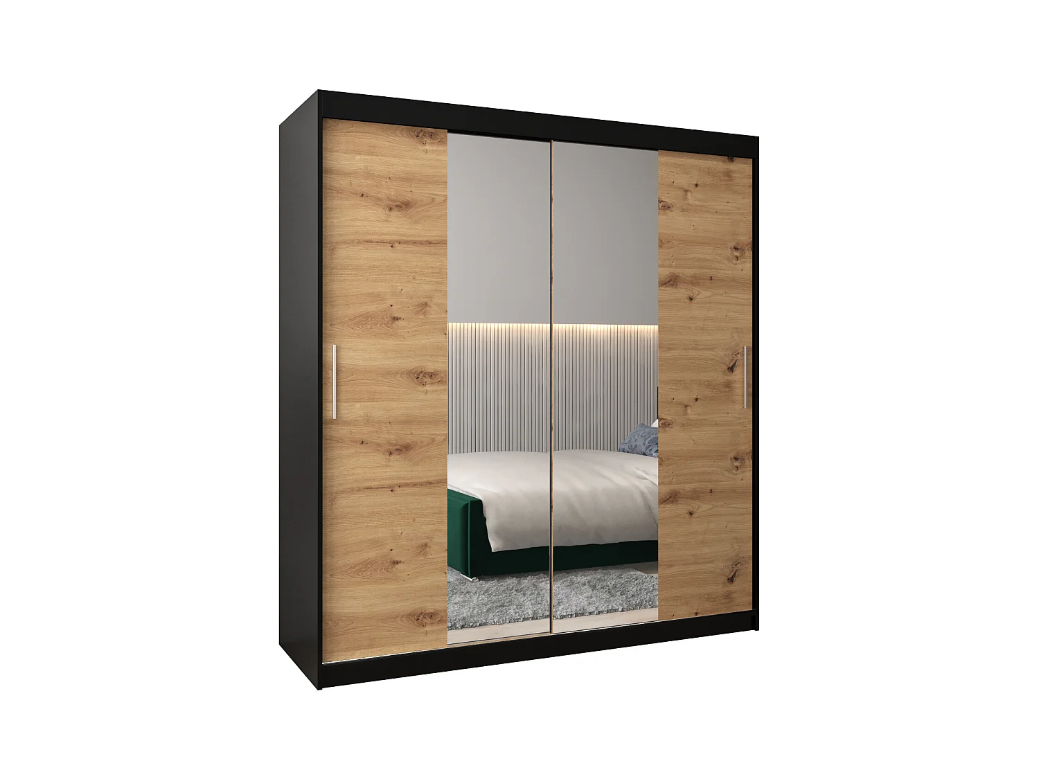 Armoire Tokyo 1 À Portes Coulissantes 200/180/62 2 portes (Noir/Artisan)