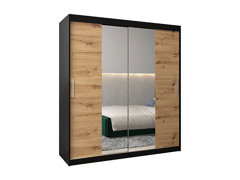 Armoire Tokyo 1 À Portes Coulissantes 200/180/62 2 portes (Noir/Artisan)