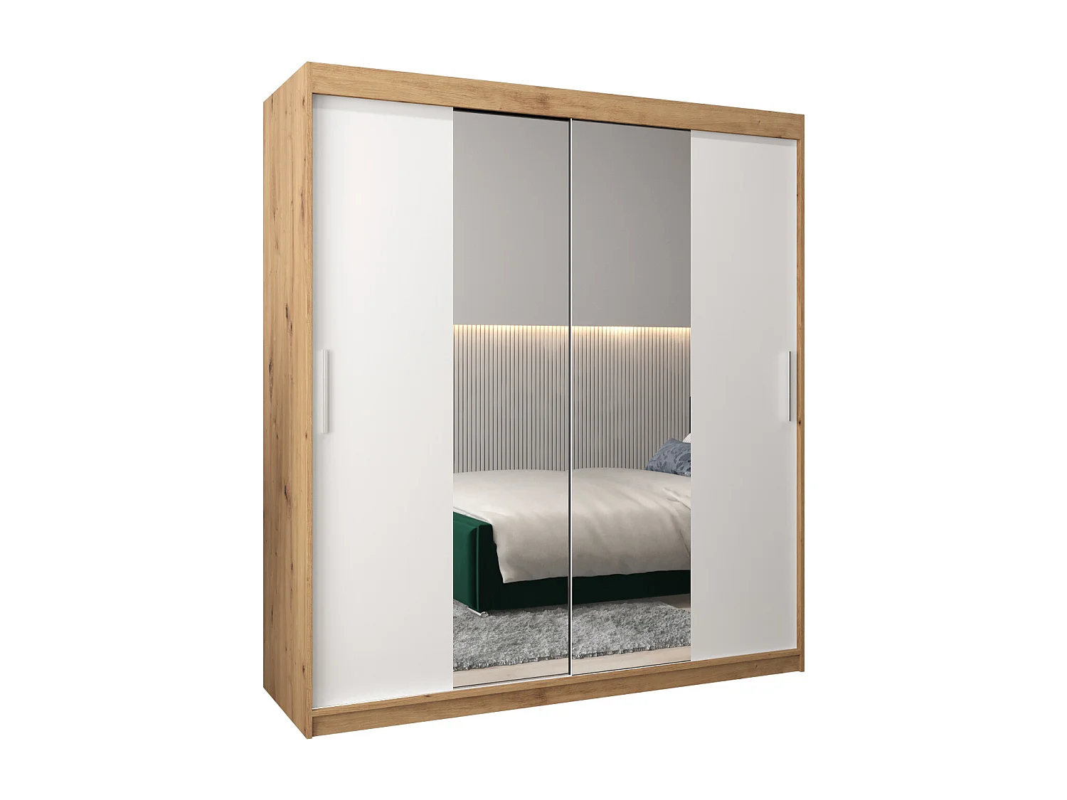 Armoire Tokyo 1 À Portes Coulissantes 200/180/62 2 portes (Artisan/Blanc)