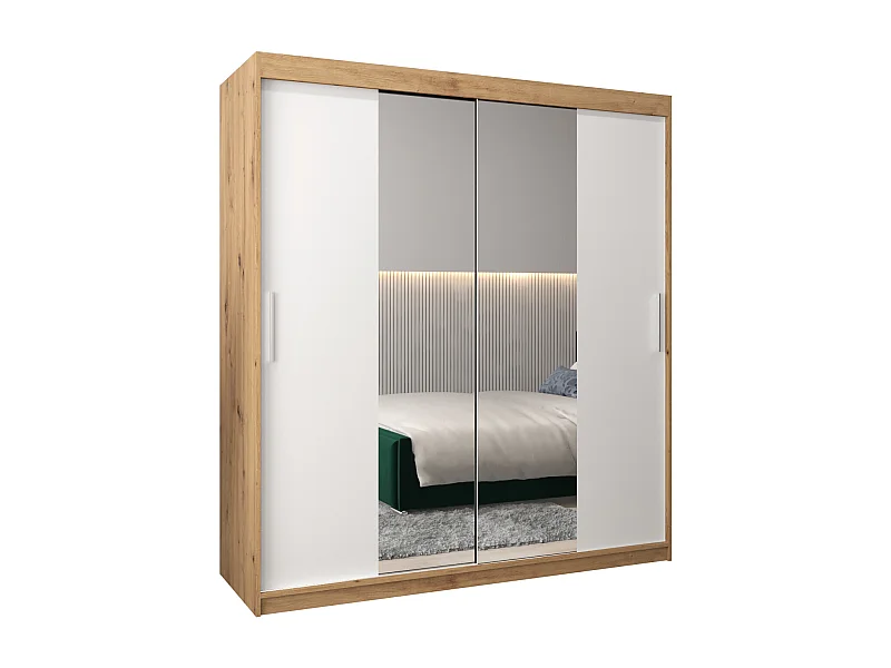 Armoire Tokyo 1 À Portes Coulissantes 200/180/62 2 portes (Artisan/Blanc)