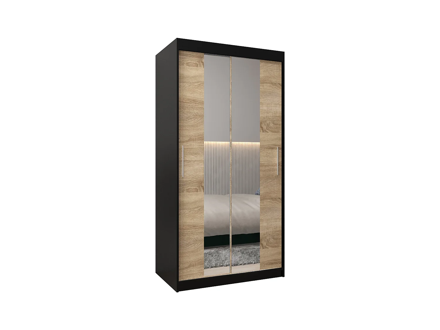 Schwebetürenschrank Tokyo 1 200/100/62 2-Türig (Schwarz/Sonoma)