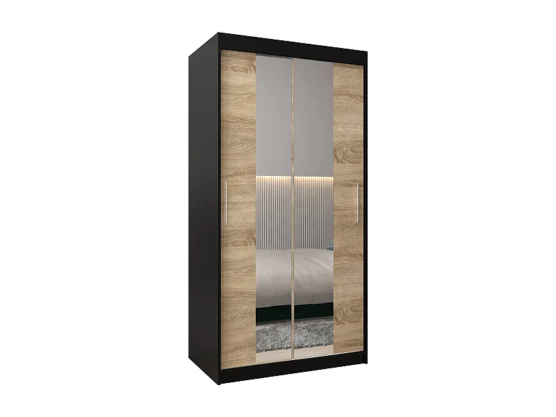Schwebetürenschrank Tokyo 1 200/100/62 2-Türig (Schwarz/Sonoma)