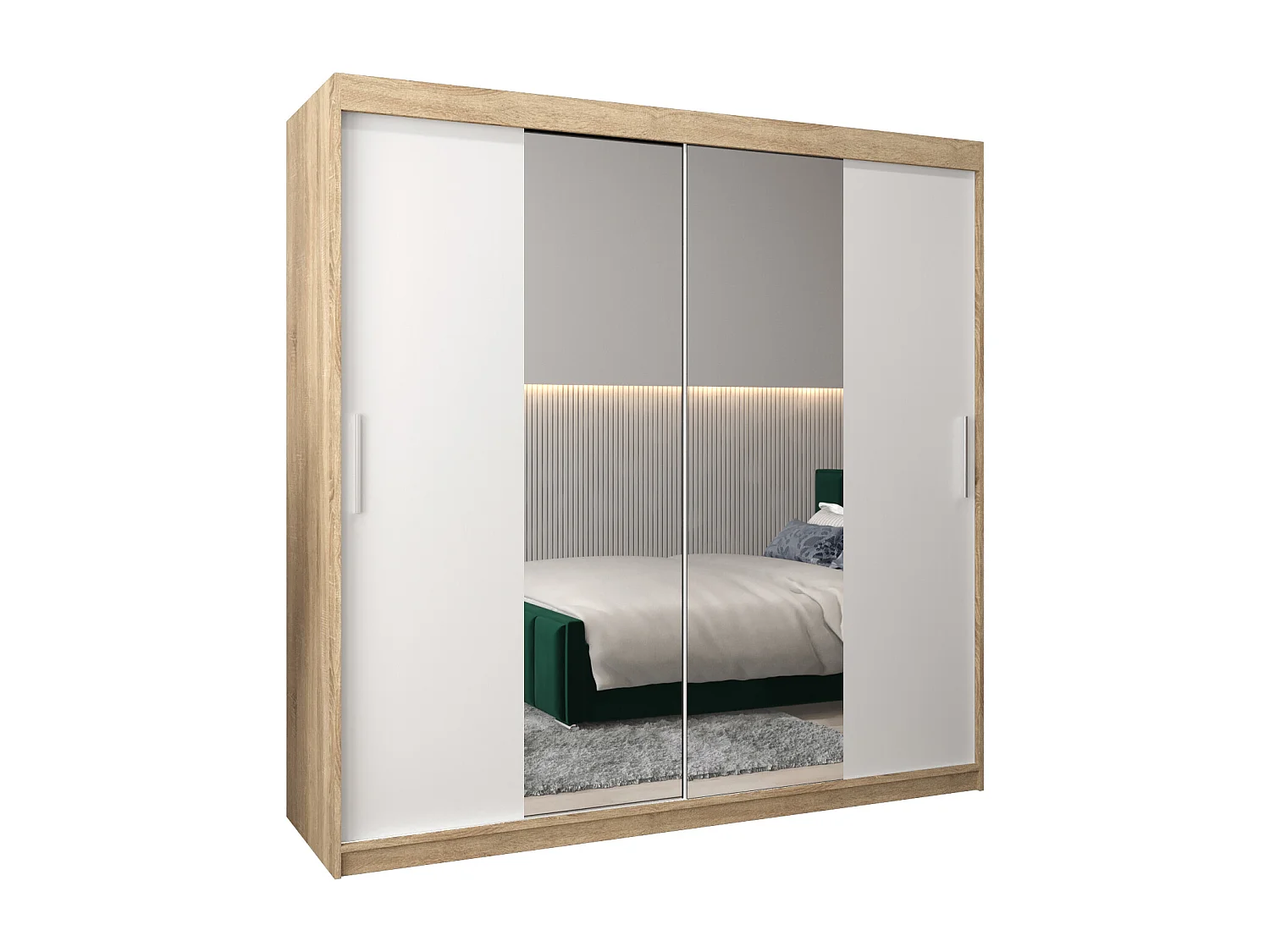 Armoire Tokyo 1 À Portes Coulissantes 200/200/62 2 portes (Sonoma/Blanc)