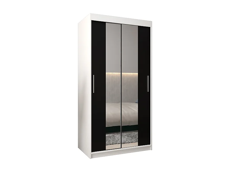 Armoire Tokyo 1 À Portes Coulissantes 200/100/62 2 portes (Blanc/Noir)