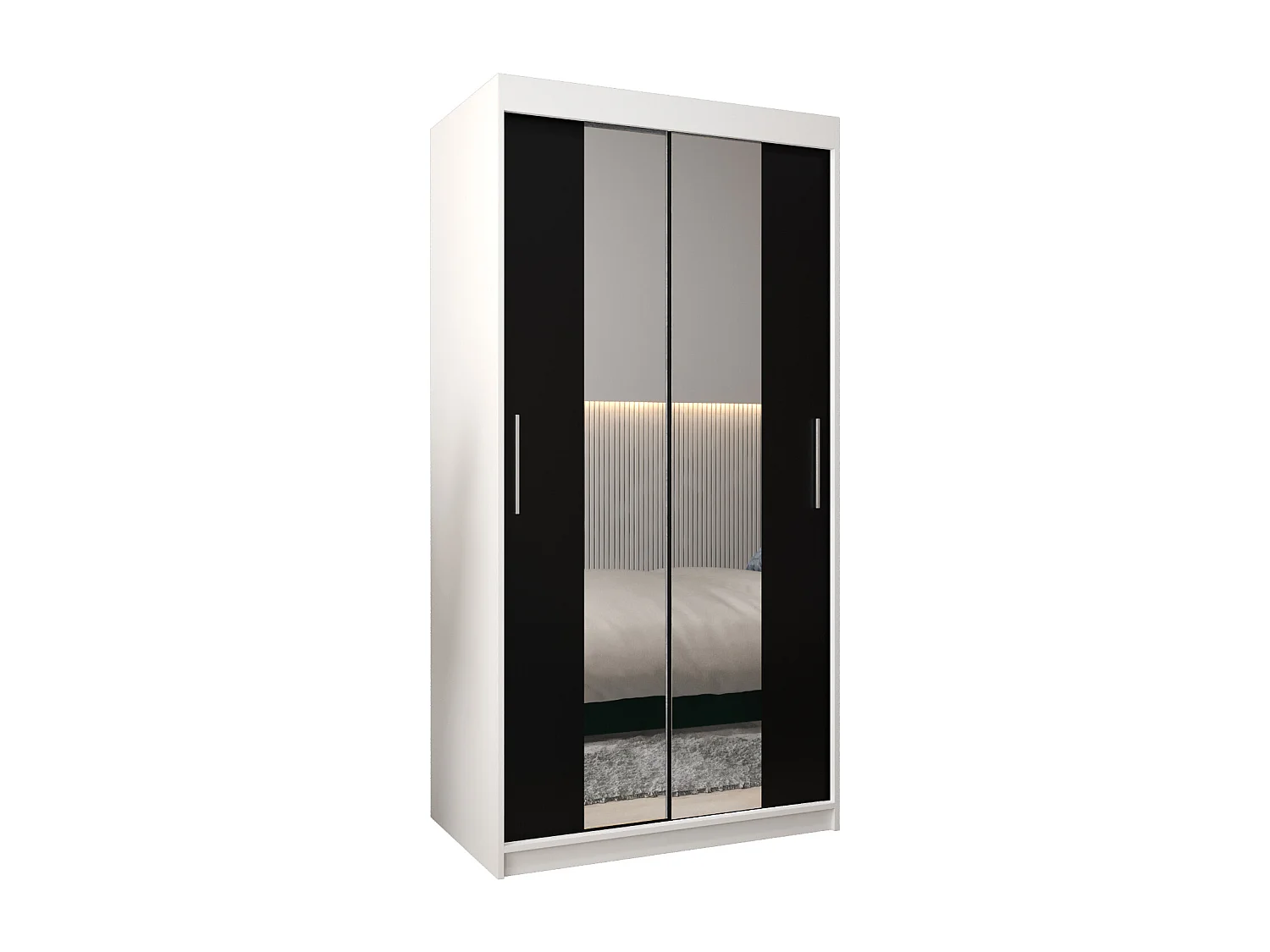 Armoire Tokyo 1 À Portes Coulissantes 200/100/62 2 portes (Blanc/Noir)