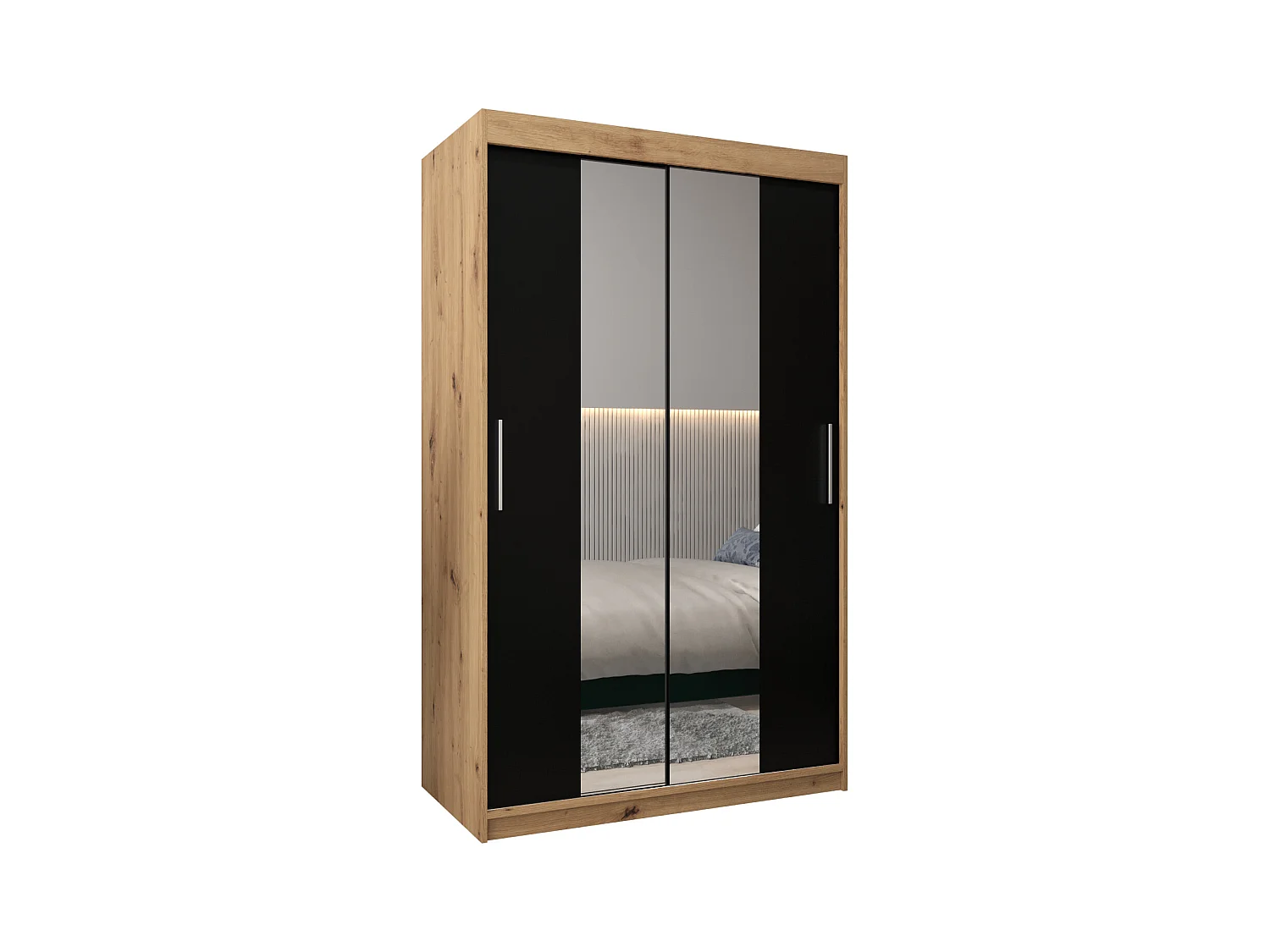 Armoire Tokyo 1 À Portes Coulissantes 200/120/62 2 portes (Artisan/Noir)