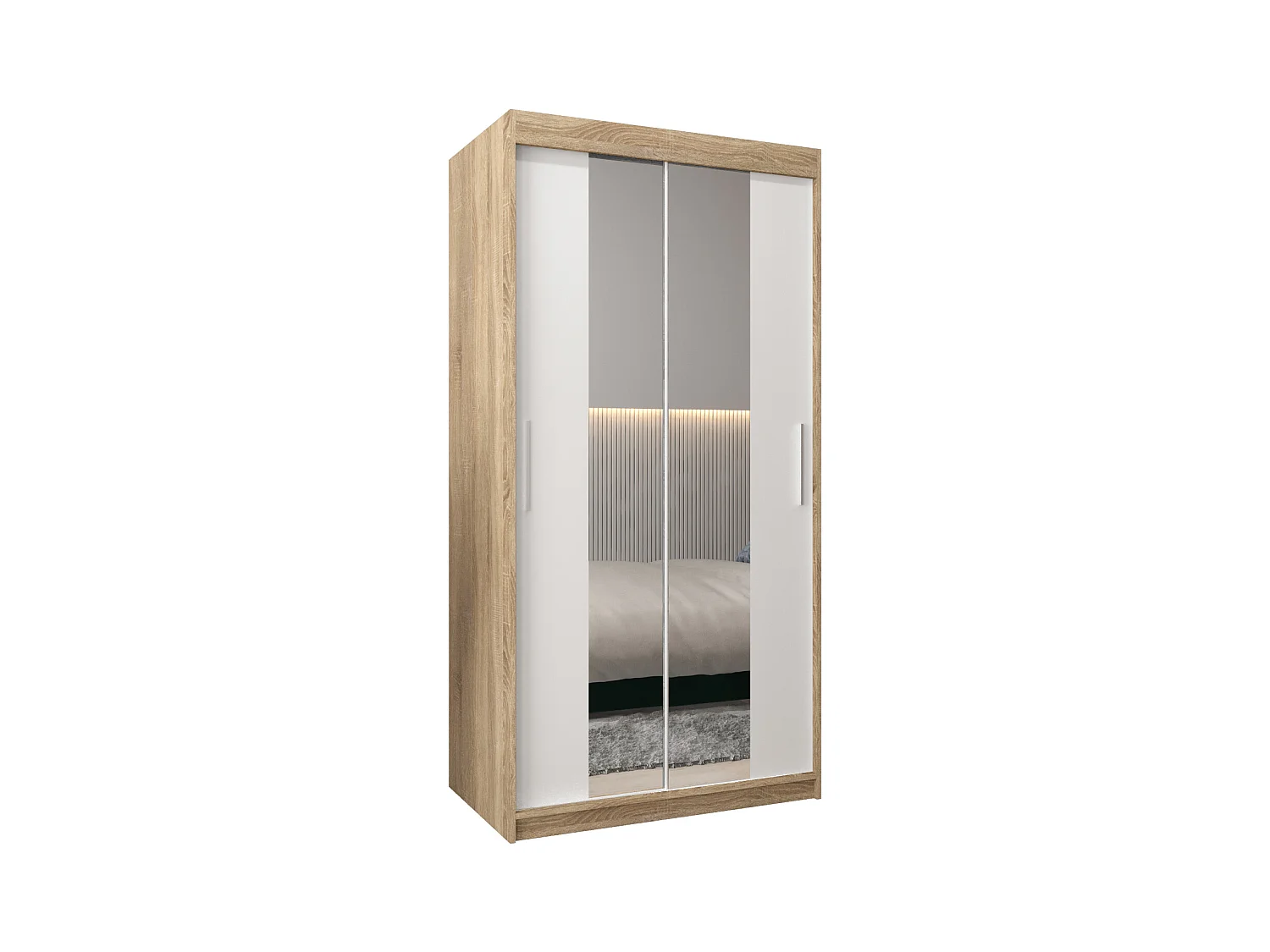 Schwebetürenschrank Tokyo 1 200/100/62 2-Türig (Sonoma/Weiß)