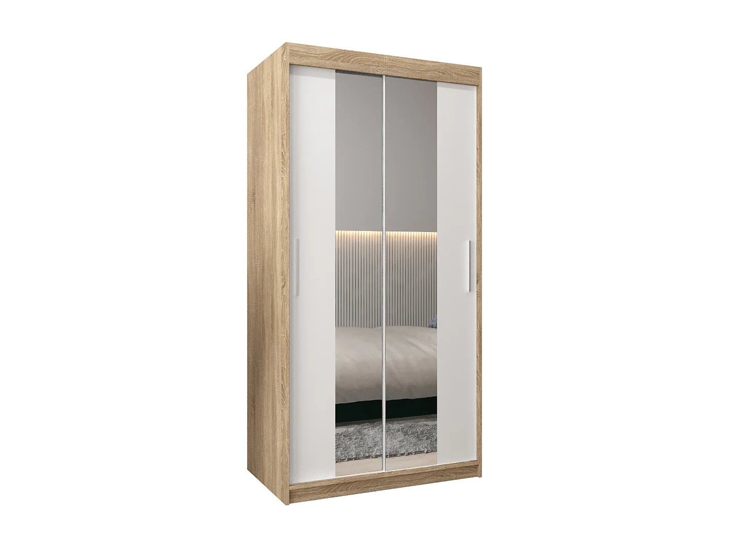 Armoire Tokyo 1 À Portes Coulissantes 200/100/62 2 portes (Sonoma/Blanc)