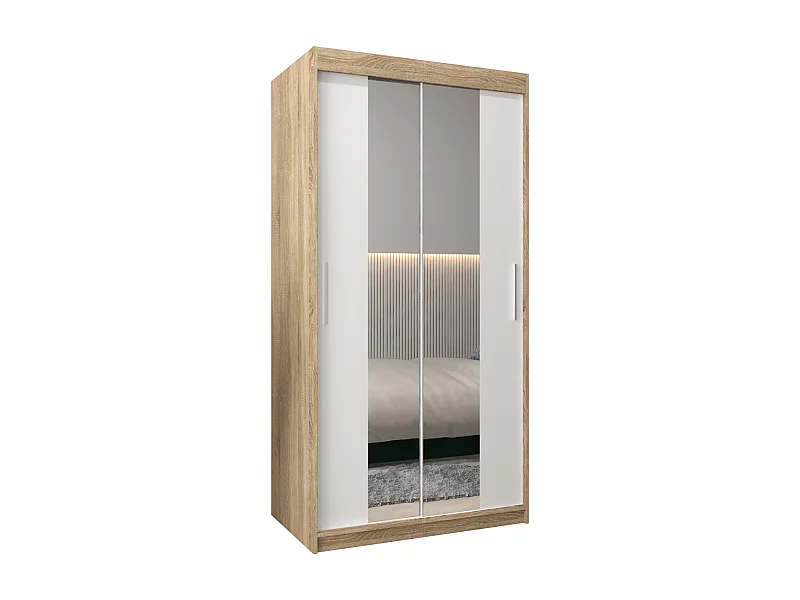 Armoire Tokyo 1 À Portes Coulissantes 200/100/62 2 portes (Sonoma/Blanc)