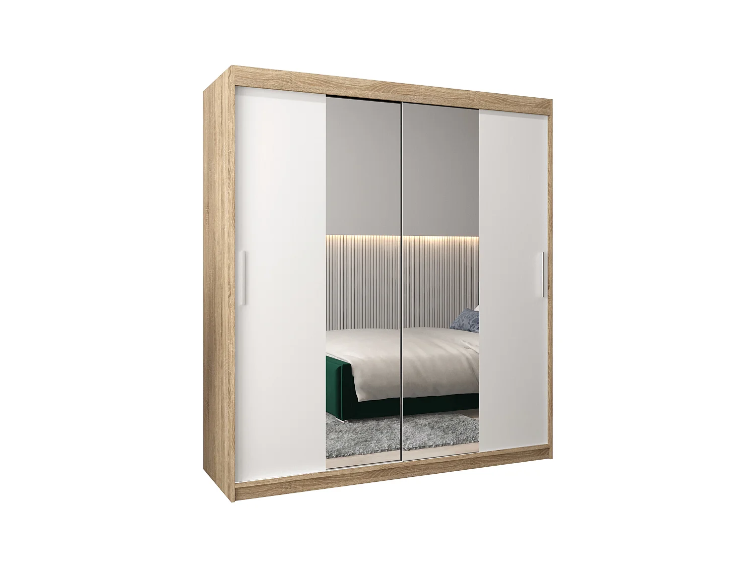 Armoire Tokyo 1 À Portes Coulissantes 200/180/62 2 portes (Sonoma/Blanc)