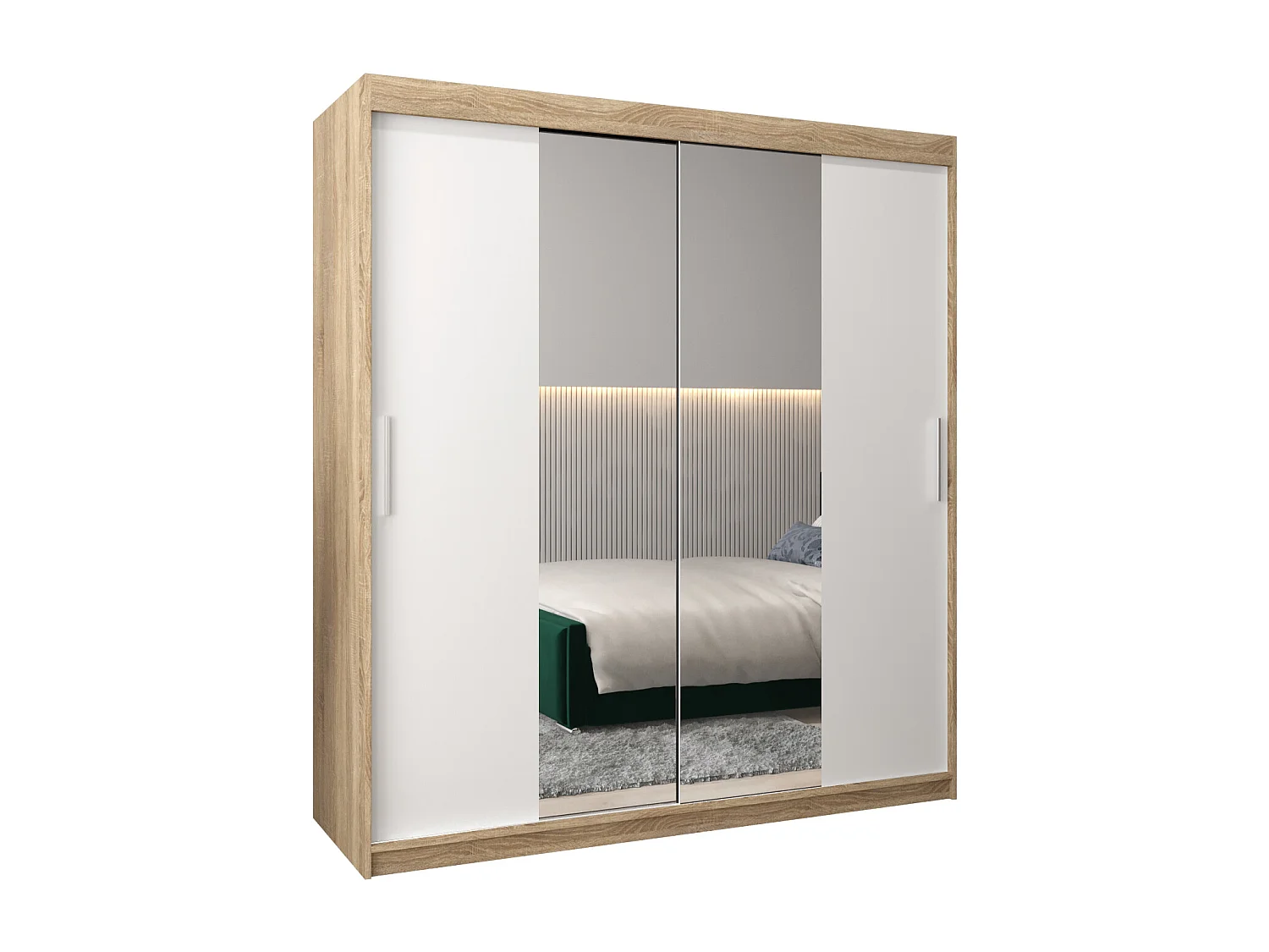 Armoire Tokyo 1 À Portes Coulissantes 200/180/62 2 portes (Sonoma/Blanc)