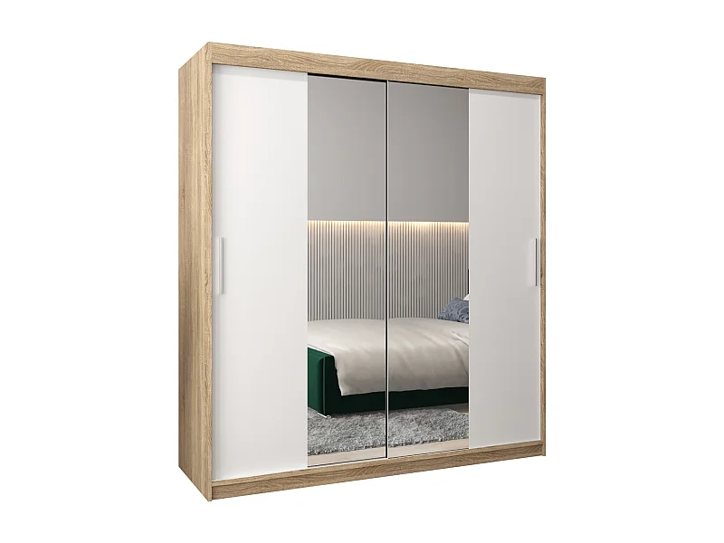 Armoire Tokyo 1 À Portes Coulissantes 200/180/62 2 portes (Sonoma/Blanc)