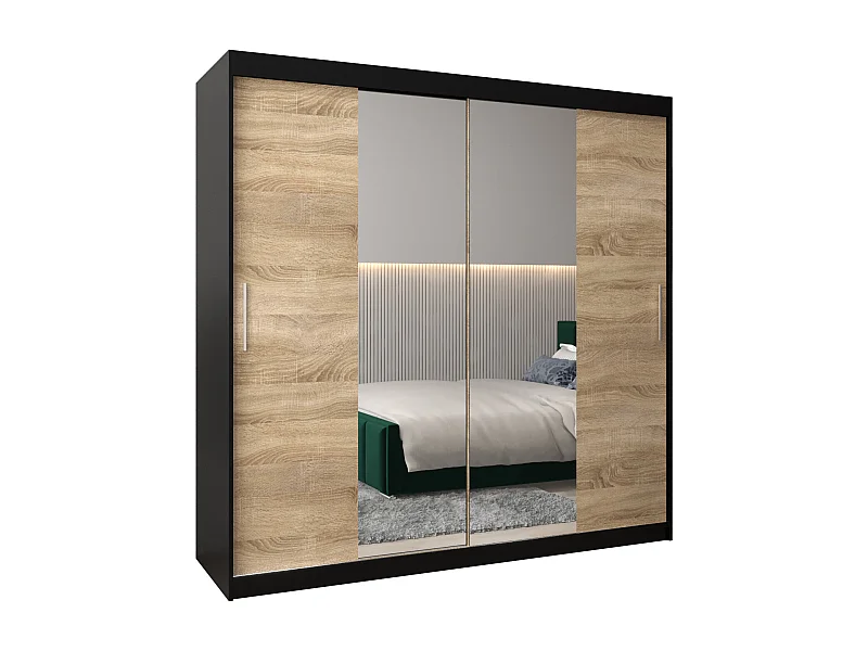 Tokyo 1 kledingkast met schuifdeuren 200/200/62 2 deuren (zwart/sonoma)