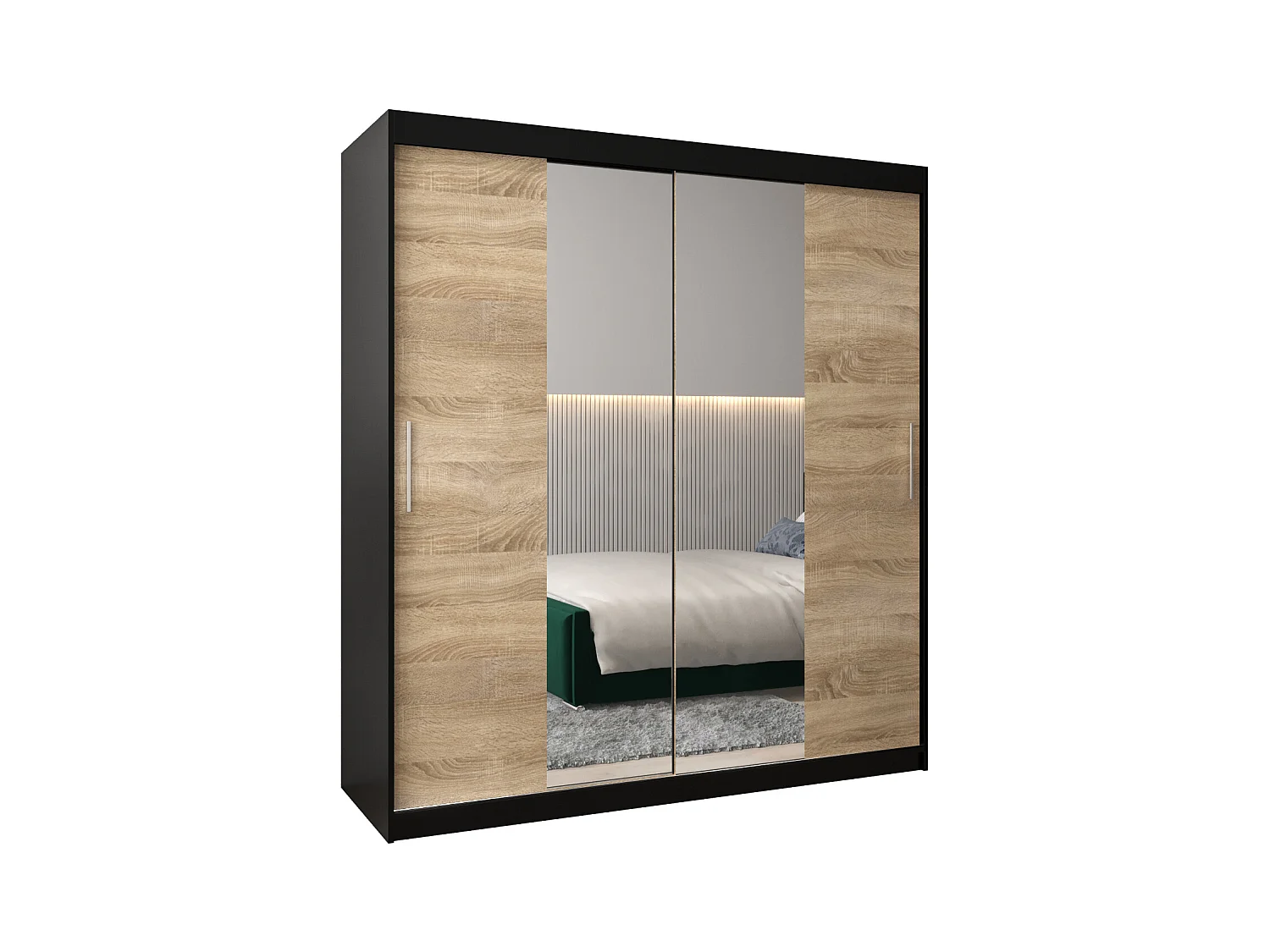 Armoire Tokyo 1 À Portes Coulissantes 200/180/62 2 portes (Noir/Sonoma)