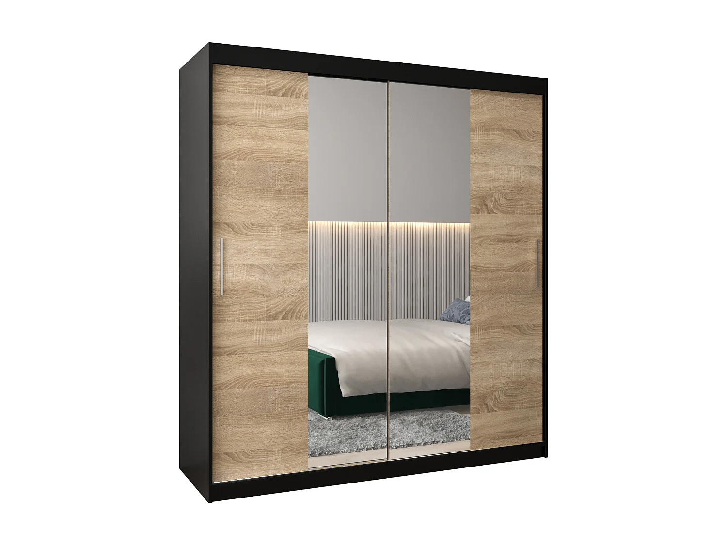 Armoire Tokyo 1 À Portes Coulissantes 200/180/62 2 portes (Noir/Sonoma)