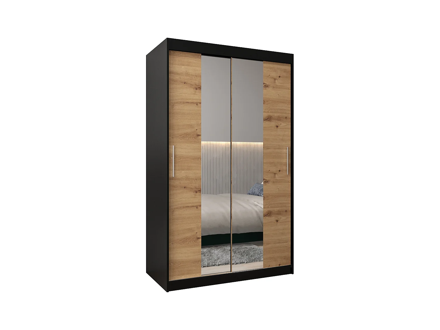 Schwebetürenschrank Tokyo 1 200/120/62 2-Türig (Schwarz/Artisan)