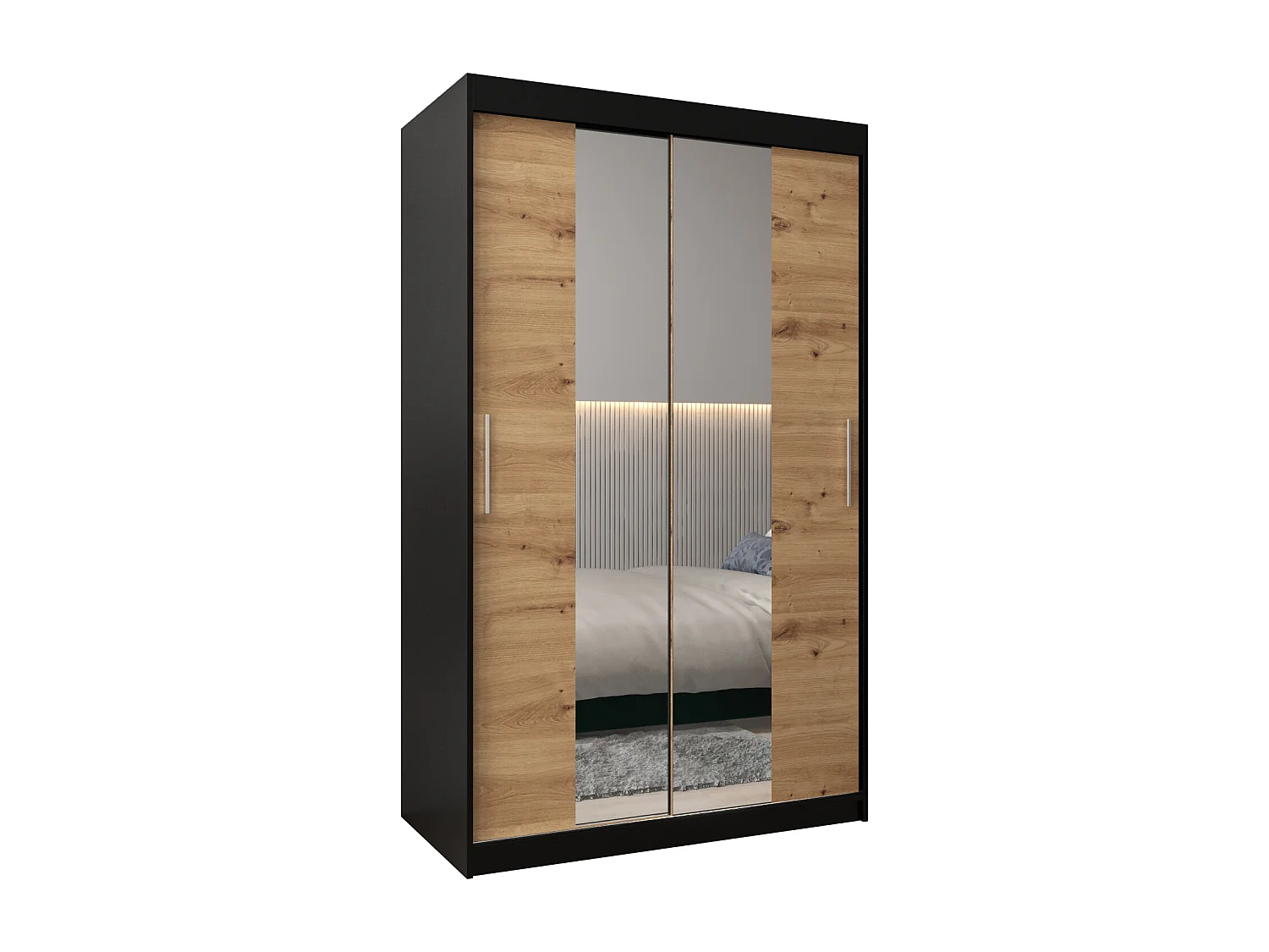 Armoire Tokyo 1 À Portes Coulissantes 200/120/62 2 portes (Noir/Artisan)