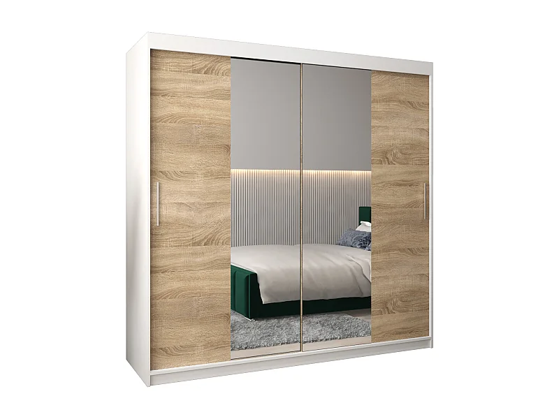 Schwebetürenschrank Tokyo 1 200/200/62 2-Türig (Weiß/Sonoma)