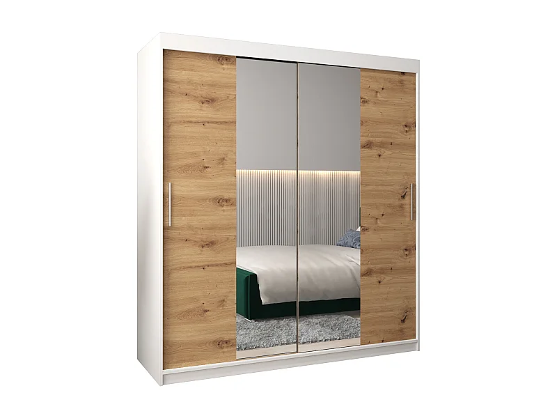 Schwebetürenschrank Tokyo 1 200/180/62 2-Türig (Weiß/Artisan)