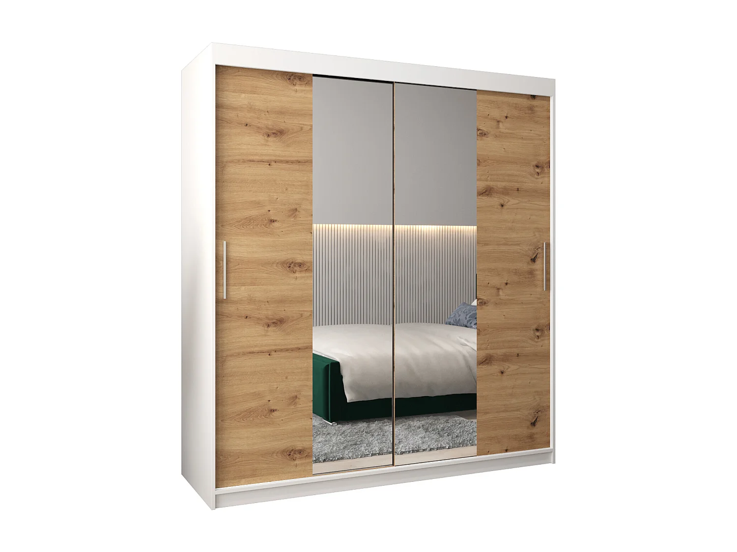 Armadio Tokyo 1 ad ante scorrevoli 200/180/62 2 porte (bianco/artisan)