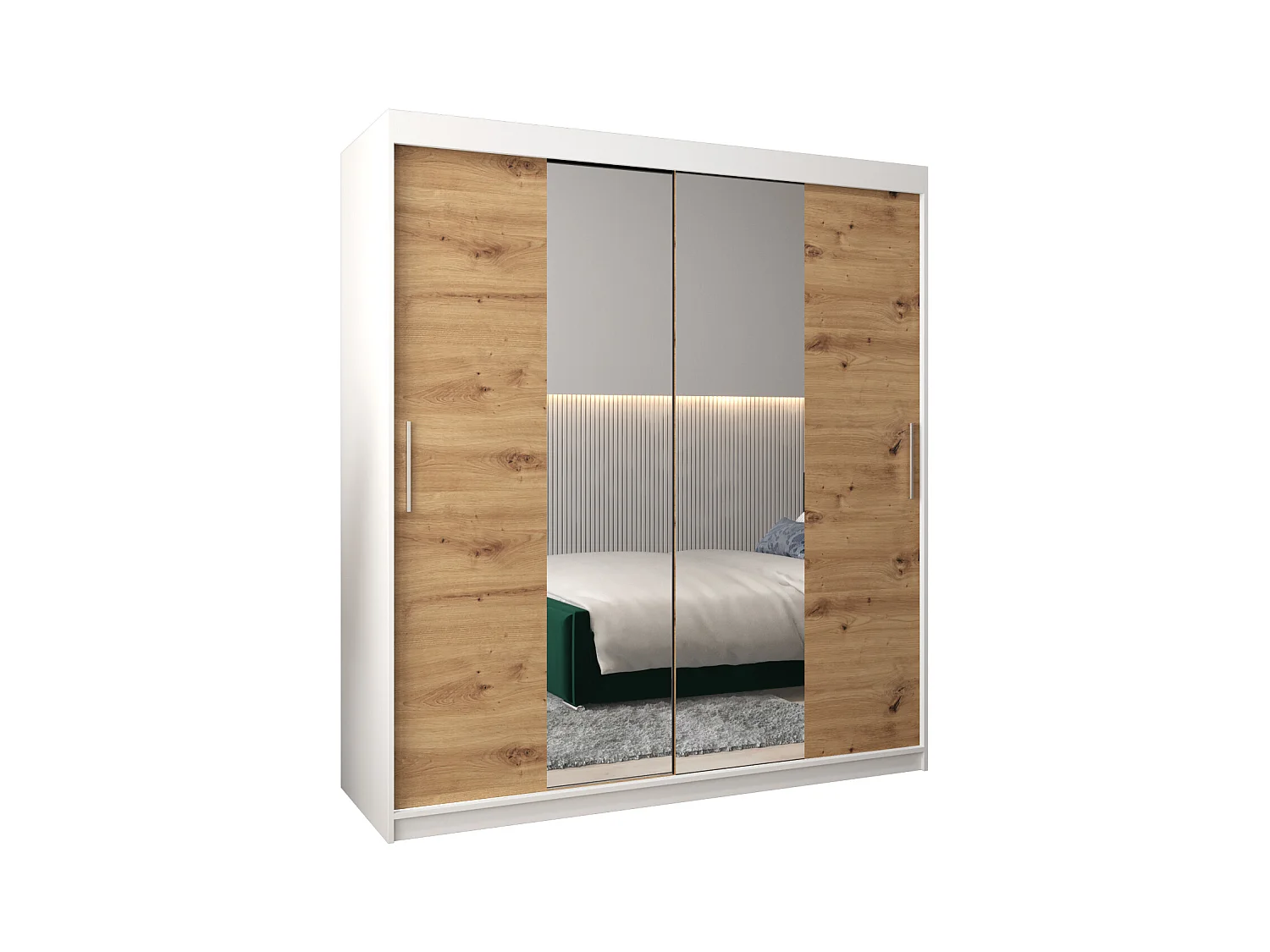 Armoire Tokyo 1 À Portes Coulissantes 200/180/62 2 portes (Blanc/Artisan)