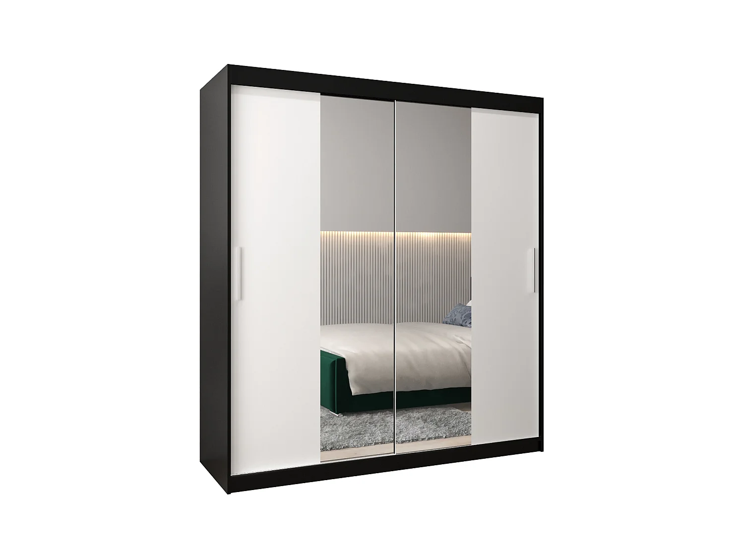 Armoire Tokyo 1 À Portes Coulissantes 200/180/62 2 portes (Noir/Blanc)
