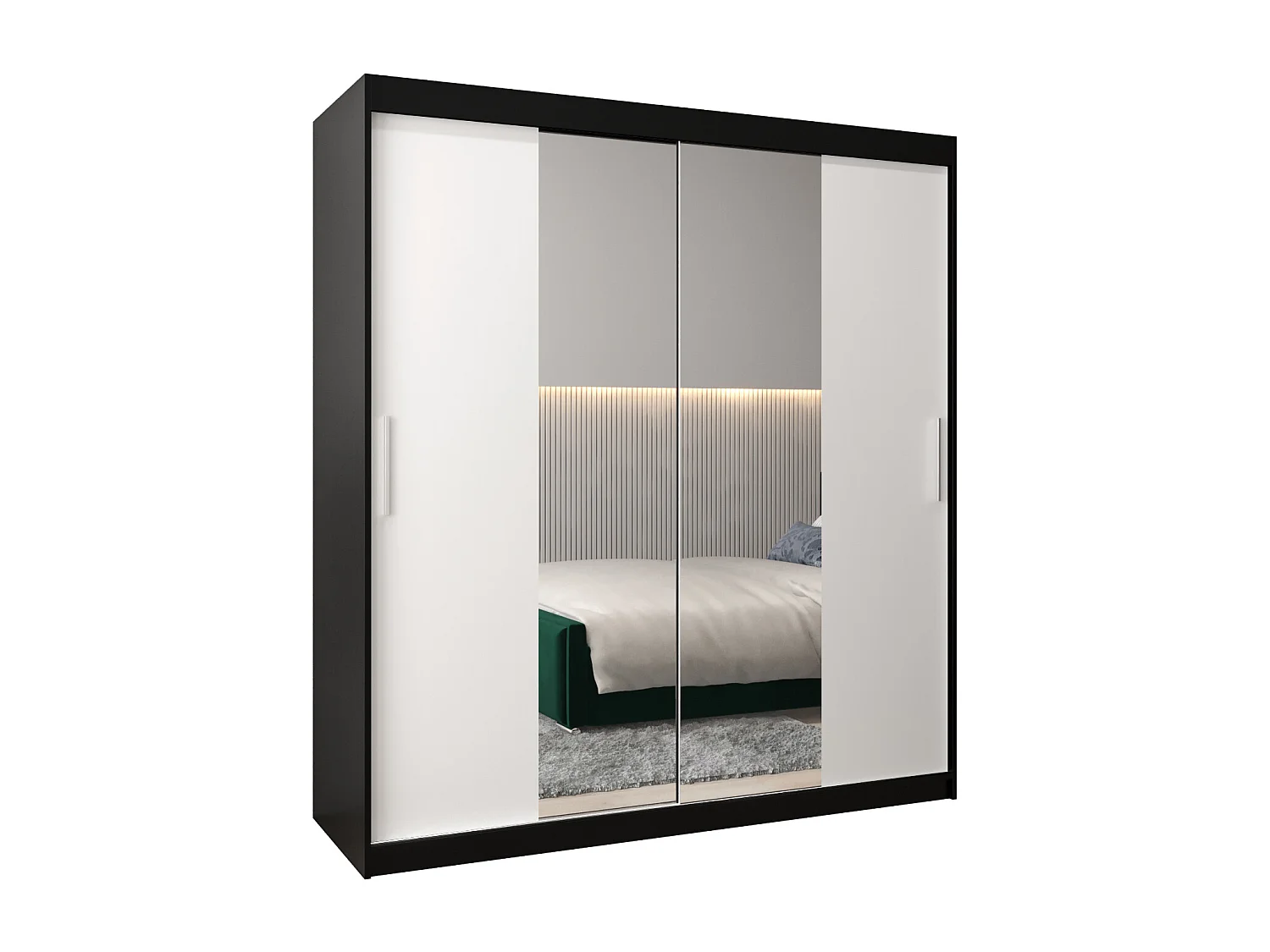 Armoire Tokyo 1 À Portes Coulissantes 200/180/62 2 portes (Noir/Blanc)