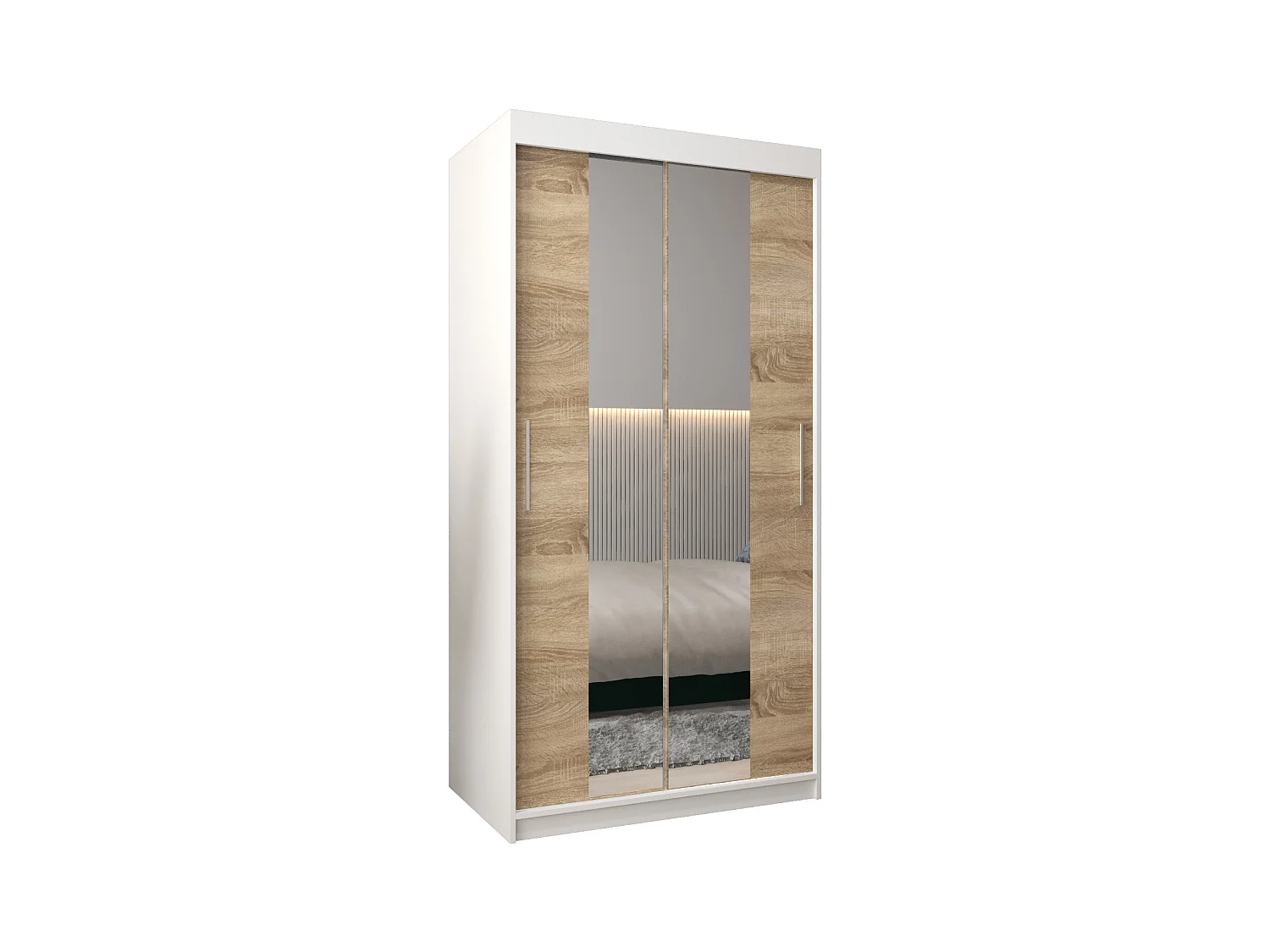 Schwebetürenschrank Tokyo 1 200/100/62 2-Türig (Weiß/Sonoma)