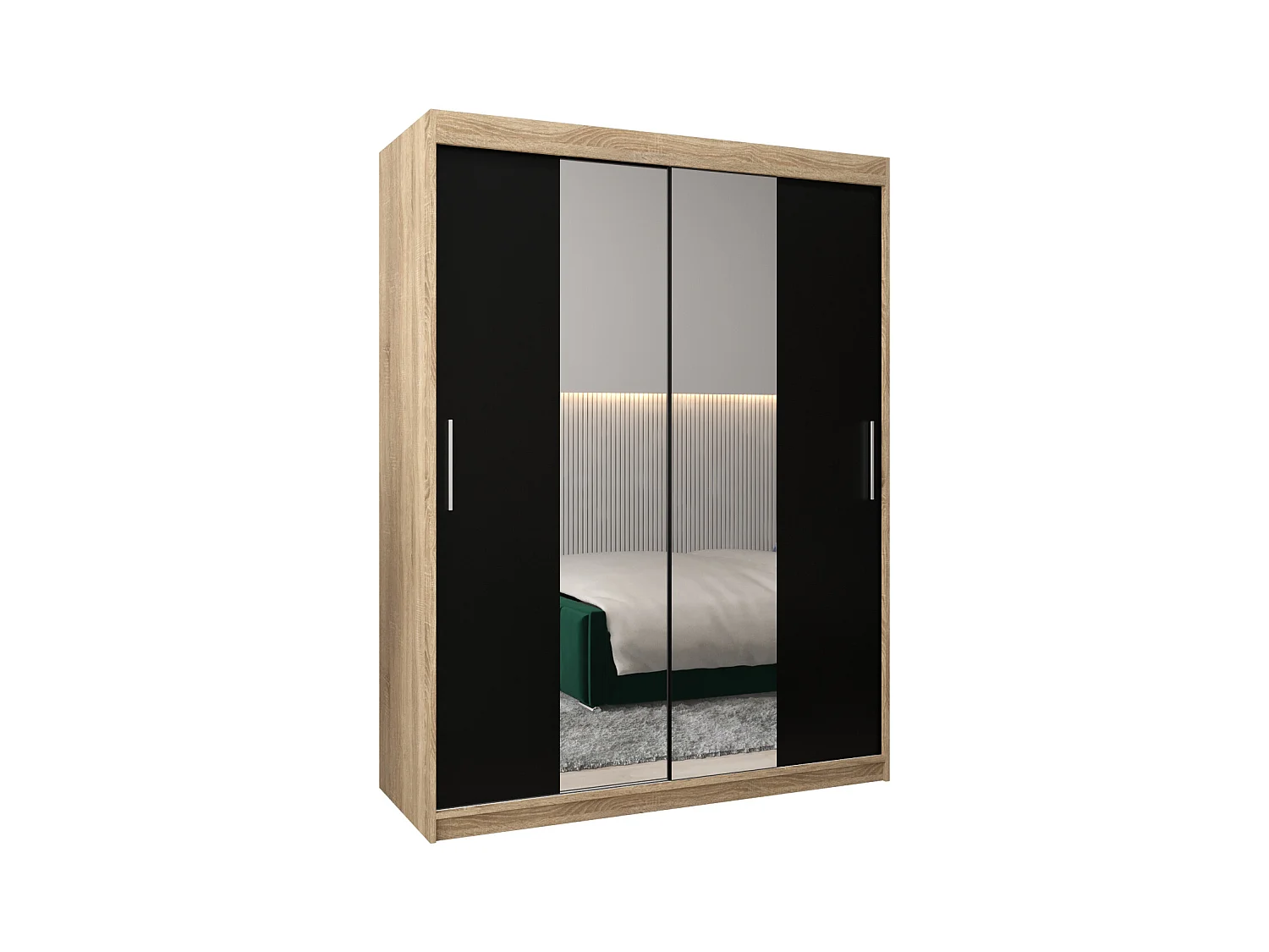 Armoire Tokyo 1 À Portes Coulissantes 200/150/62 2 portes (Sonoma/Noir)